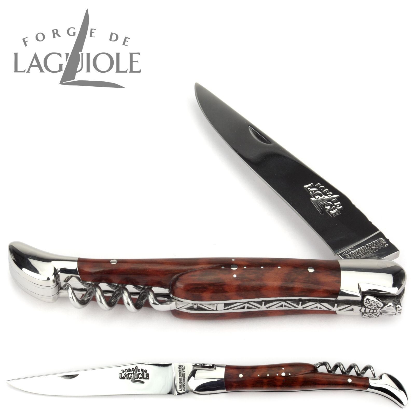 Forge de Laguiole Taschenmesser 22121 F IN AM BRI, "Collection" - Griff 12cm Amourette - Korkenzieher - Stahl glänzend