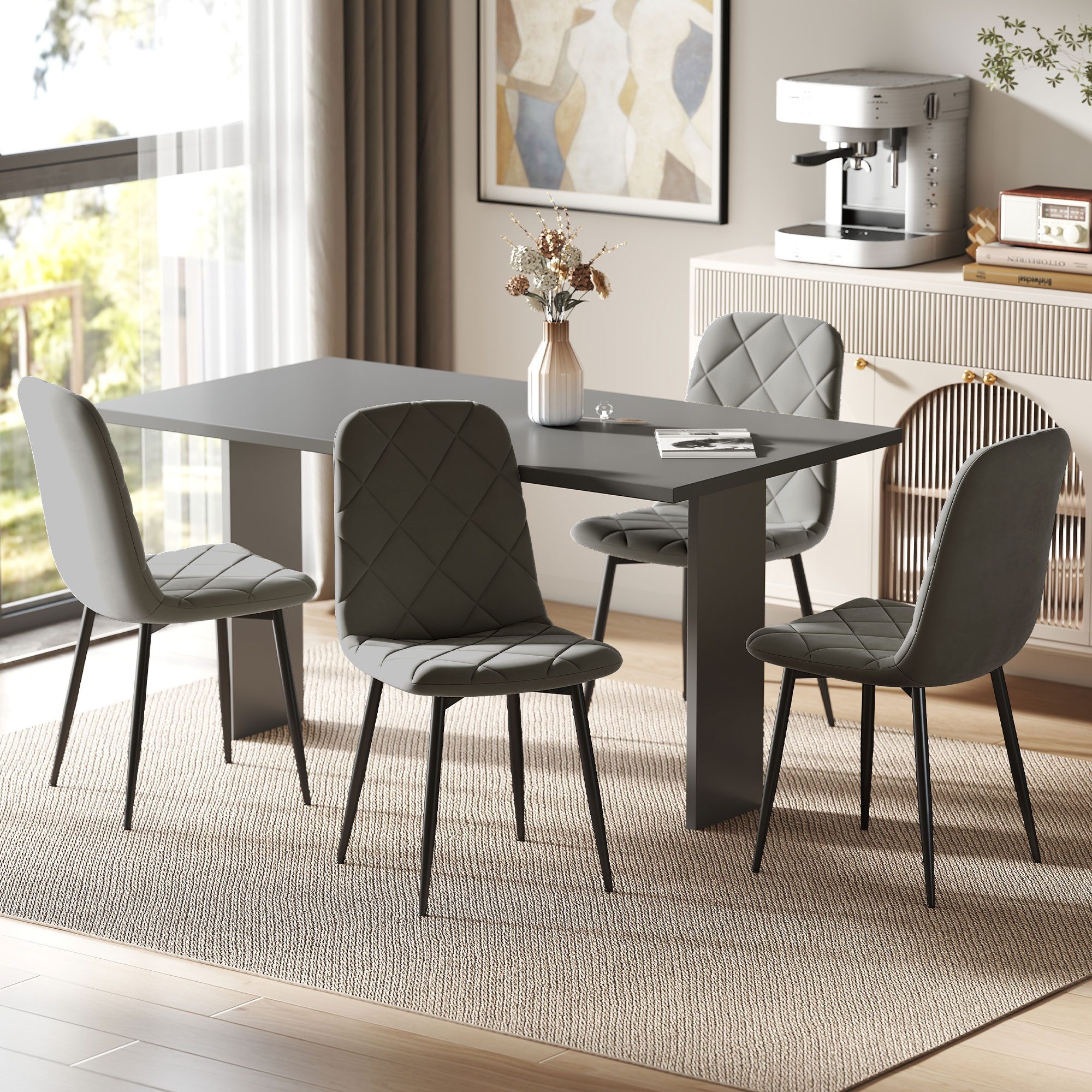 HOMCOM Esszimmerstuhl mit Rückenlehne, Samtoptik, Modern günstig online kaufen