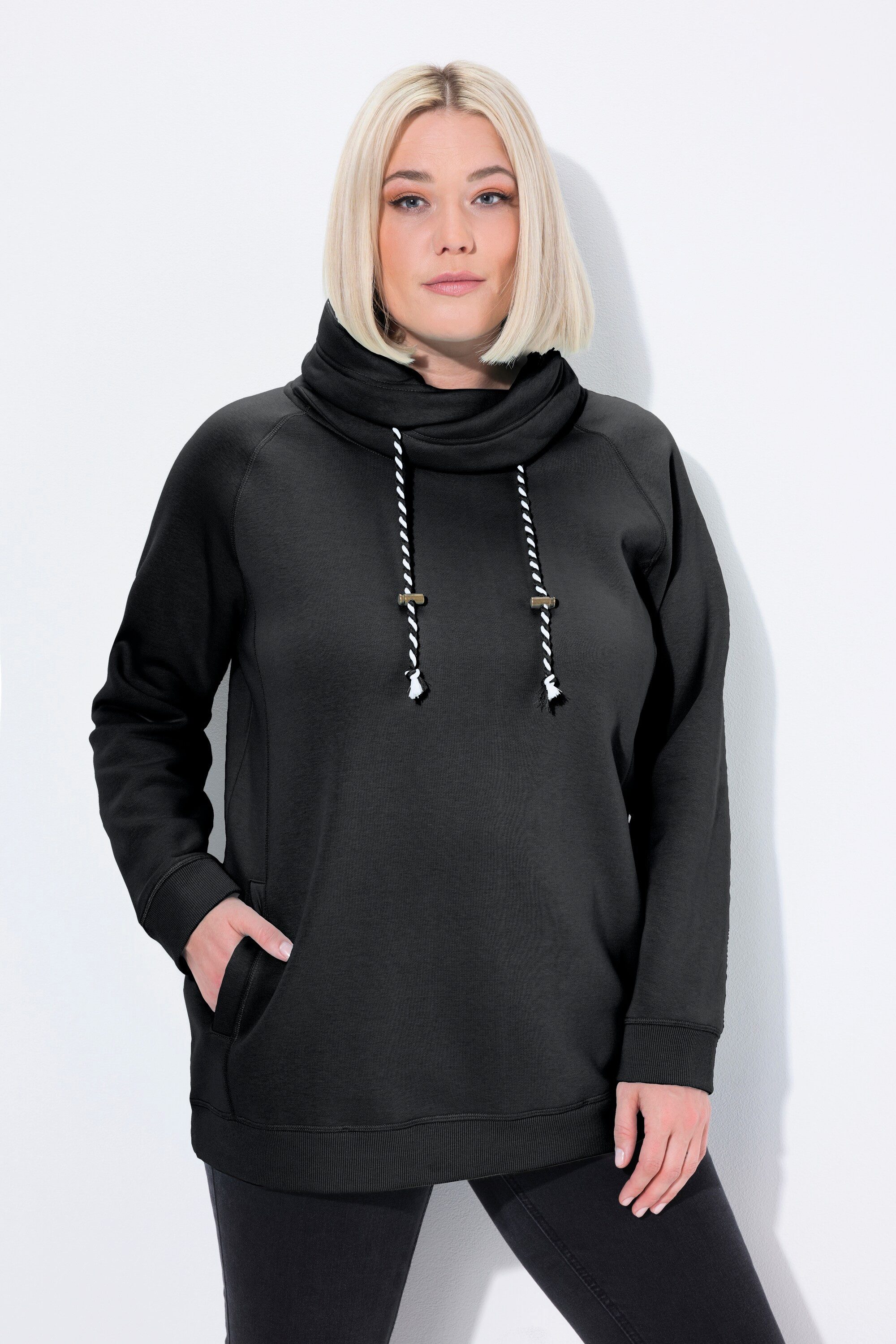 Ulla Popken Sweatshirt Sweatshirt weiter Stehkragen Taschen