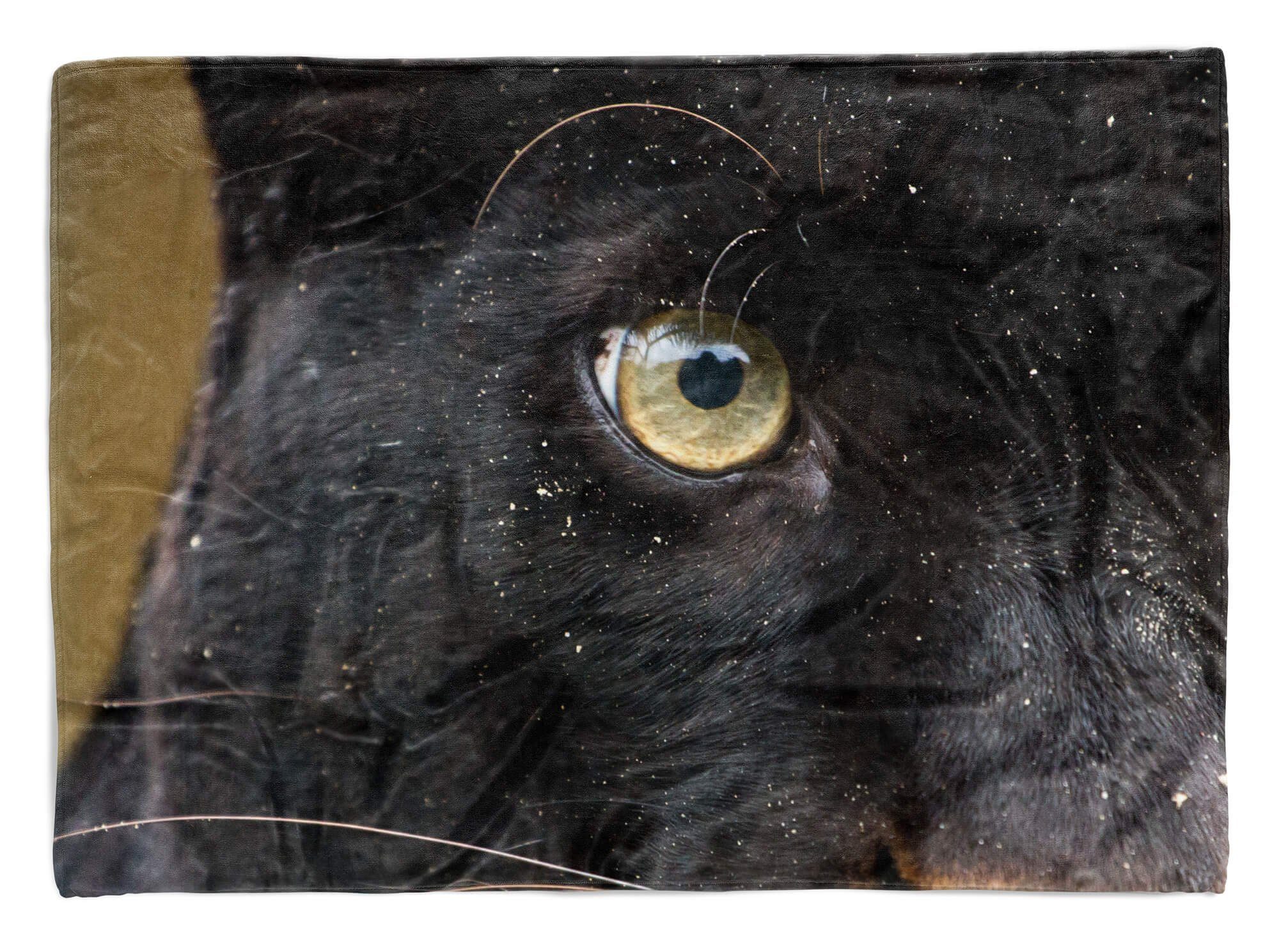 Sinus Art Handtücher Handtuch Strandhandtuch Saunatuch Kuscheldecke mit Tiermotiv Auge eines Panther, Baumwolle-Polyester-Mix (1-St), Handtuch
