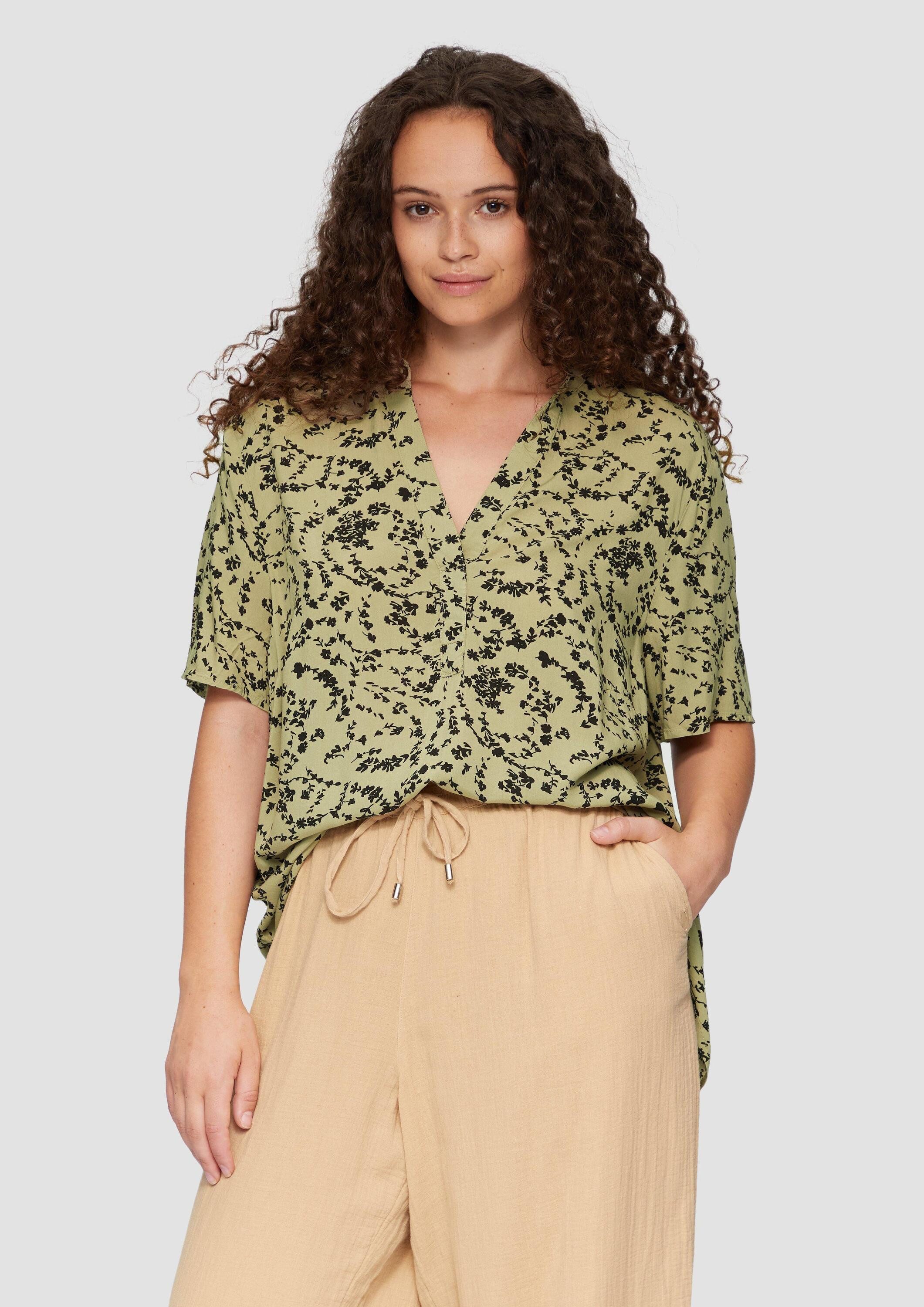 QS Kurzarmbluse Bluse Gemusterte Tunikabluse aus Viskose günstig online kaufen