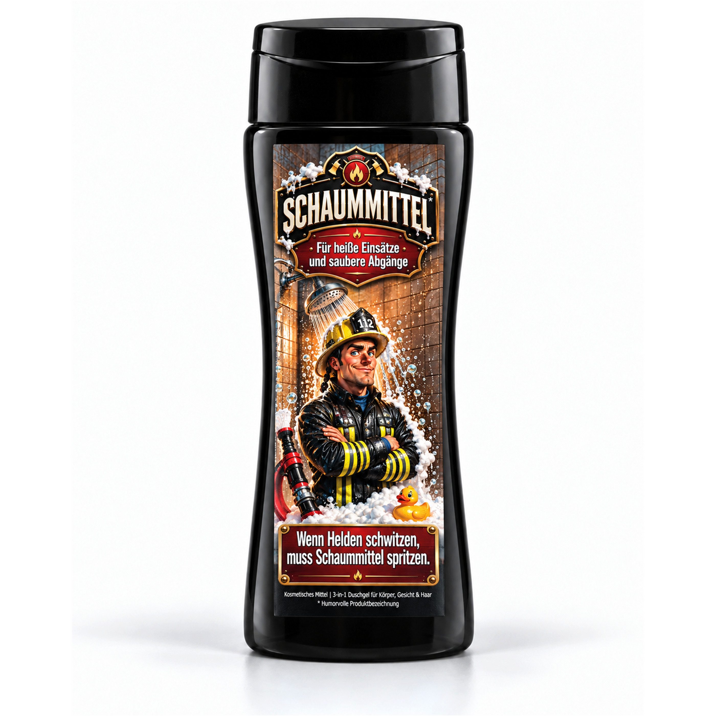 Deggelbam Duschgel Schaummittel 3-in-1 Duschgel – Geschenk für Feuerwehrleute 250 ml, 3-in-1, Feuerwehr-Geschenk, Einsatz-Humor, 250 ml