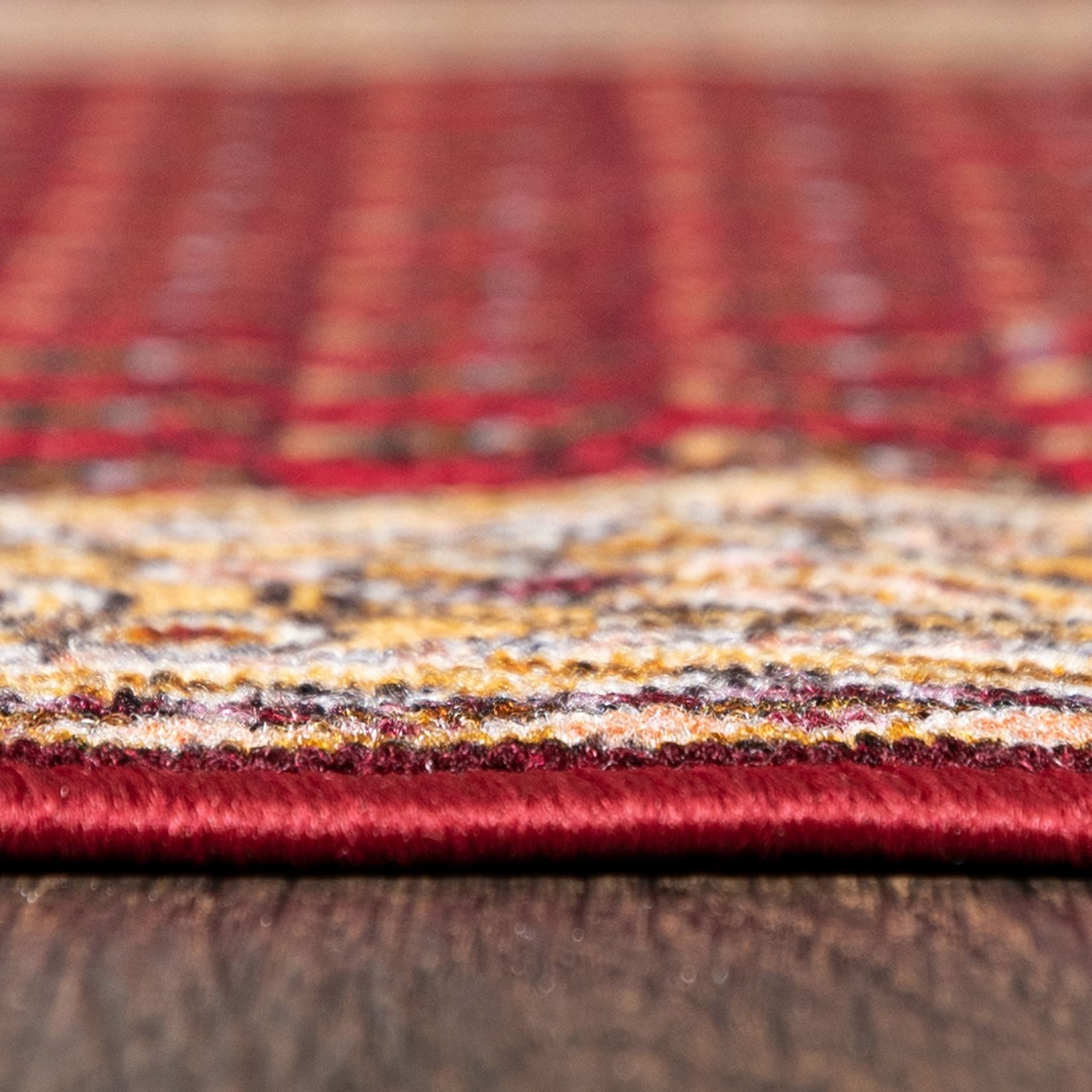 Mazovia Läufer Retro Bordüre Rot Flur, Schlafzimmer, Diele, Fußbodenheizung – Bild 4 von 5