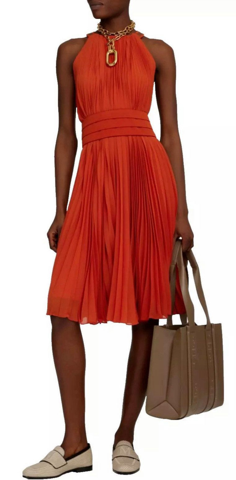 Max Mara Midikleid Golena Pleated Ärmelloses Faltenkleid Knieumspielende Довжина, ärmellos, Plisseefalten, Logo am Rückenteil