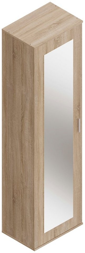 FMD Mehrzweckschrank Inca 1 Flurschr., Aktenschr., verstellb. Böden, mit Spiegel, Breite: 50 cm