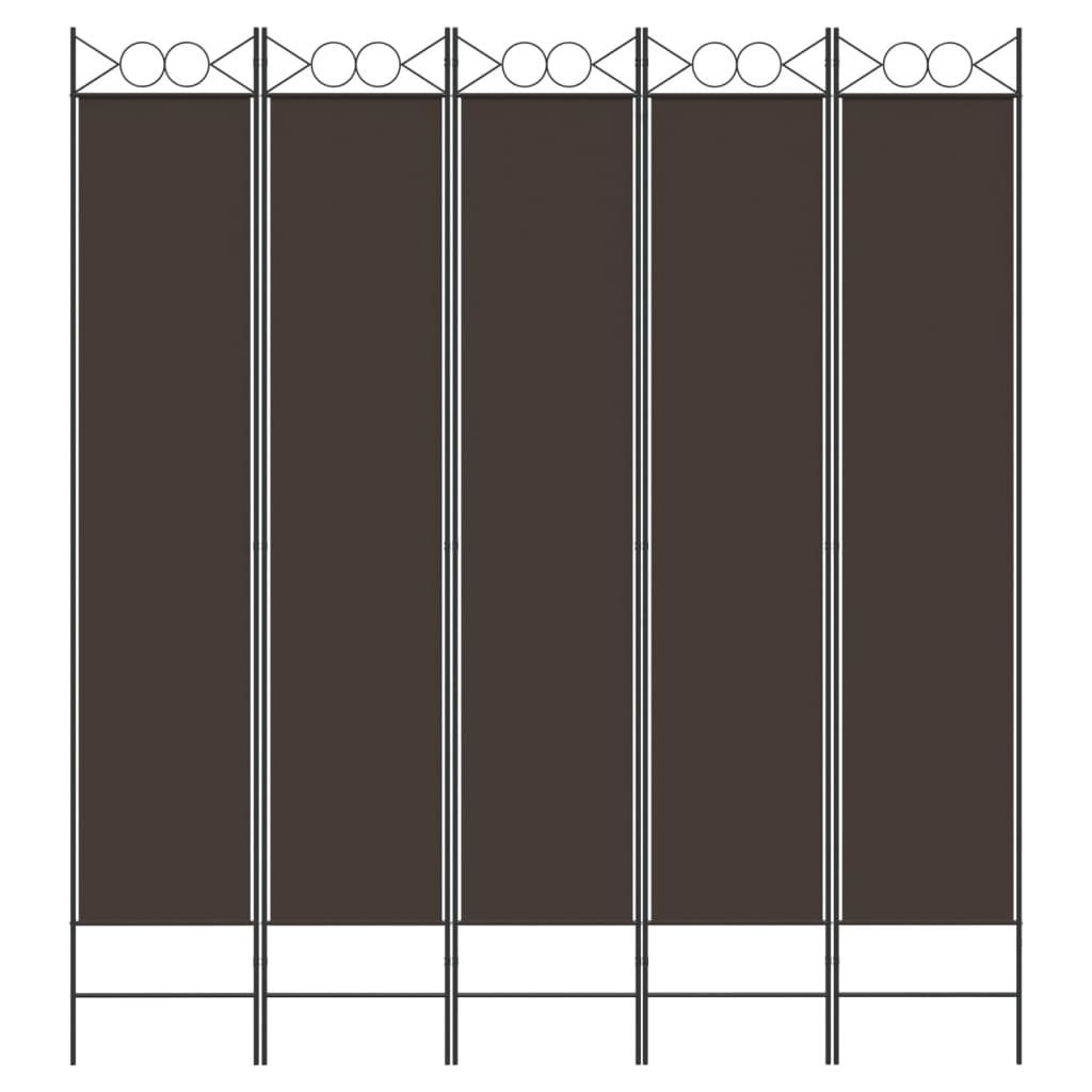 Raumteiler Paravent cm 200x220 5-tlg. Stoff Braun furnicato