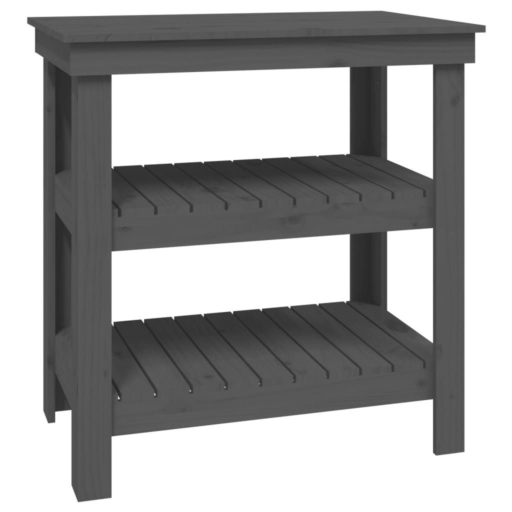 vidaXL Werkbank 785 x 50 x 80 cm Werkbank Grau 78,5x50x80 cm Massivholz Kiefer