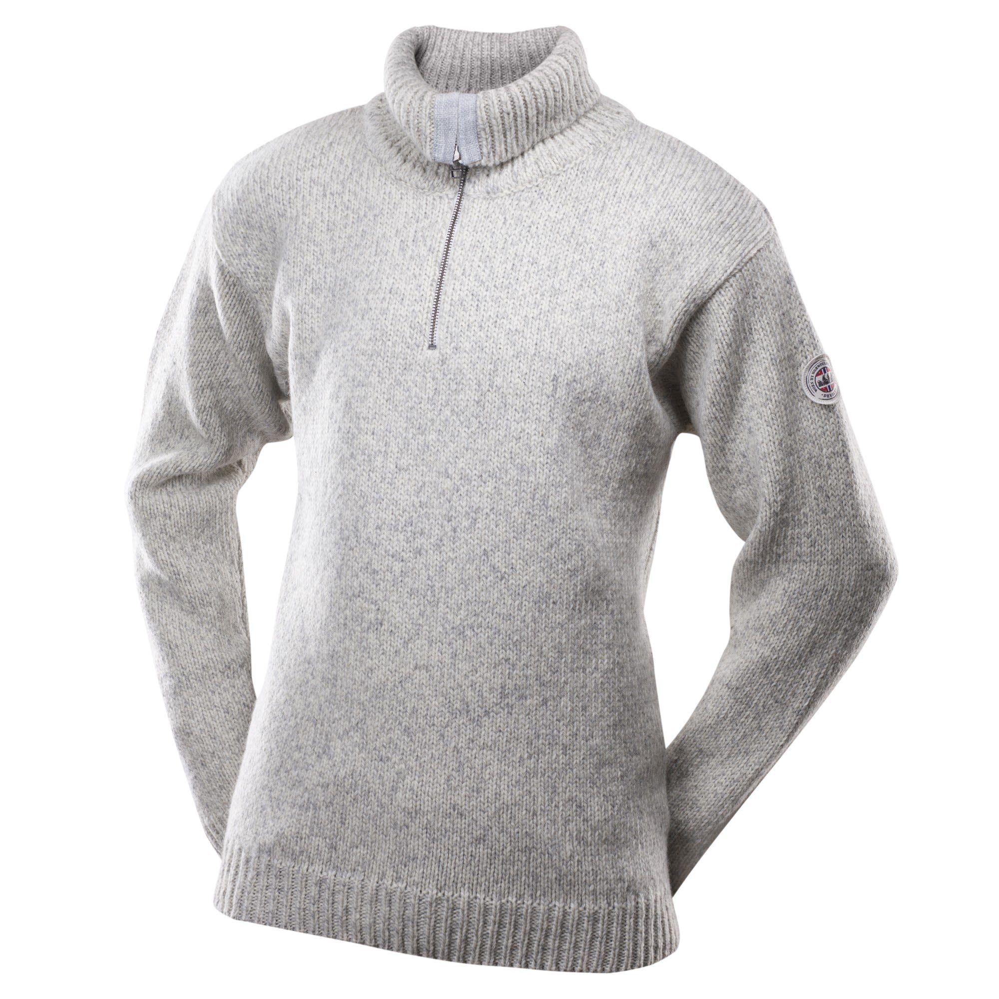 Devold Fleecepullover Devold Nansen Melange Grey Wool Neck Sweater Zip