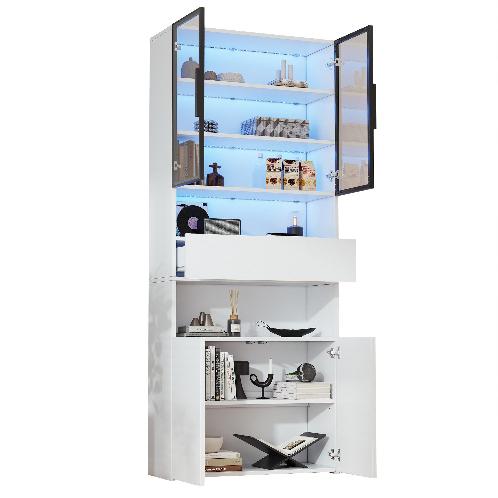 KLAM HOME Vitrine 70*30*200cm Vitrine,Vitrinenschränke Mit Schubladen und S günstig online kaufen