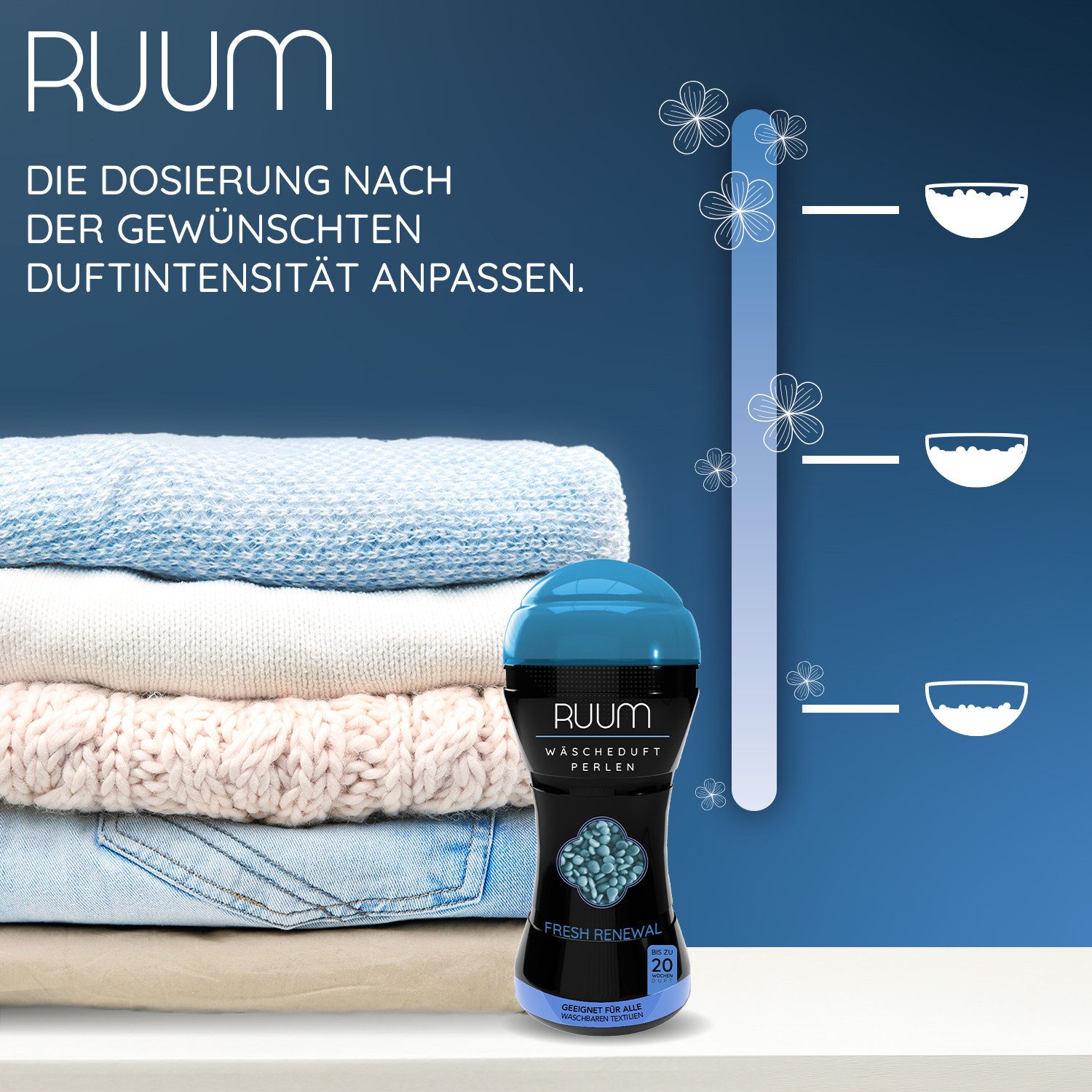 RUUM Wäscheparfüm Textilien-Parfüm Perlen Für Die Waschmaschine 210g (Spar-Set, 3-St), Für Langanhaltende Frische