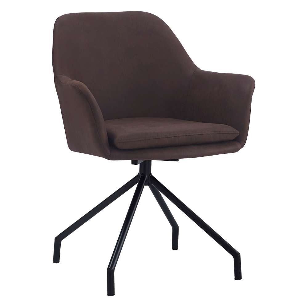 Stuhl Drehbarer Stuhl JUDIKA vintage-braun Mikrofaser 360° mit Armlehne
