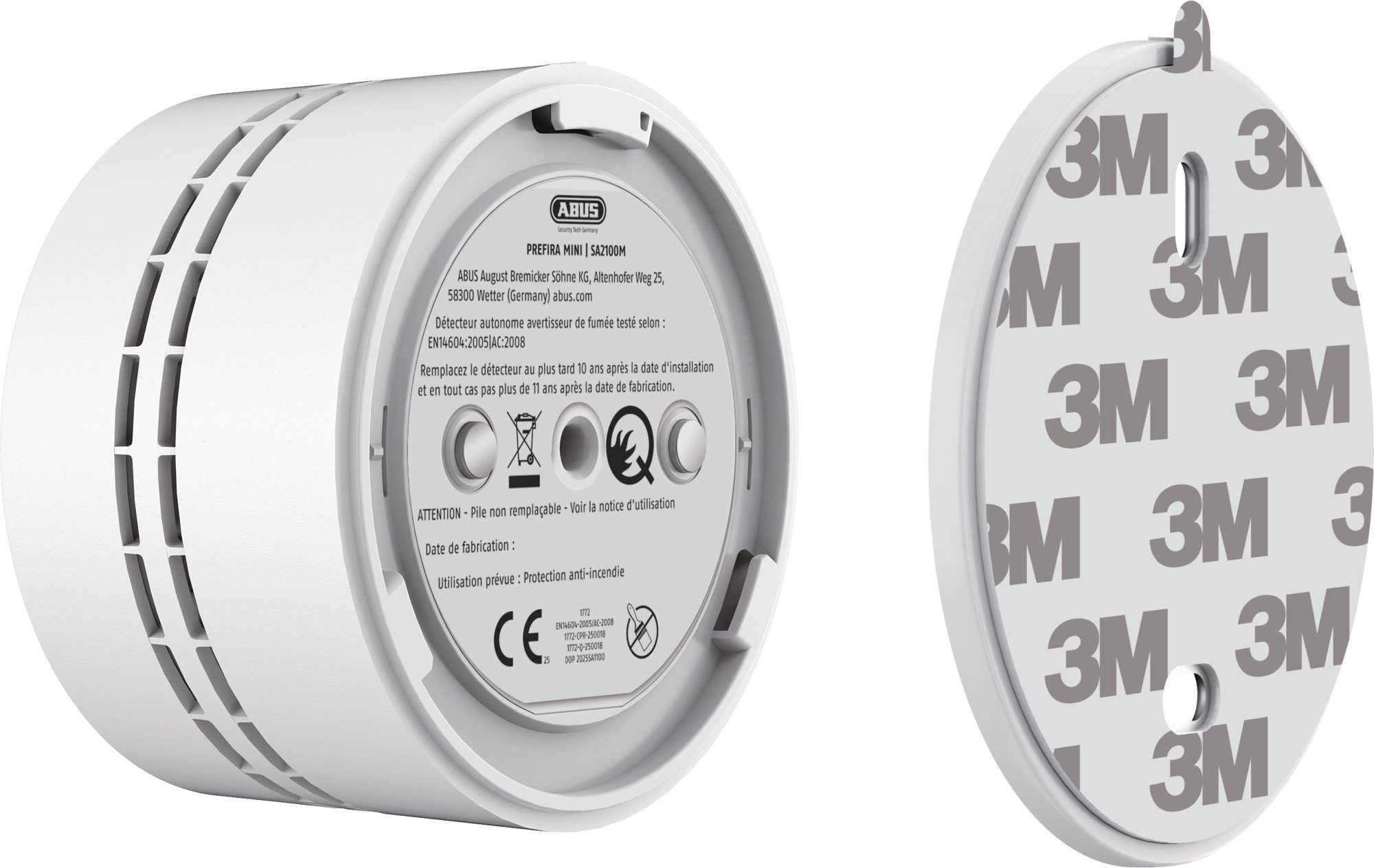 ABUS Rauchmelder PREFIRA MINI - mit 10-Jahres-Batterie - 1 Stk. Rauchmelder (Unauffällig und schlafzimmertauglich: Mit nur 7 cm Durchmesser)