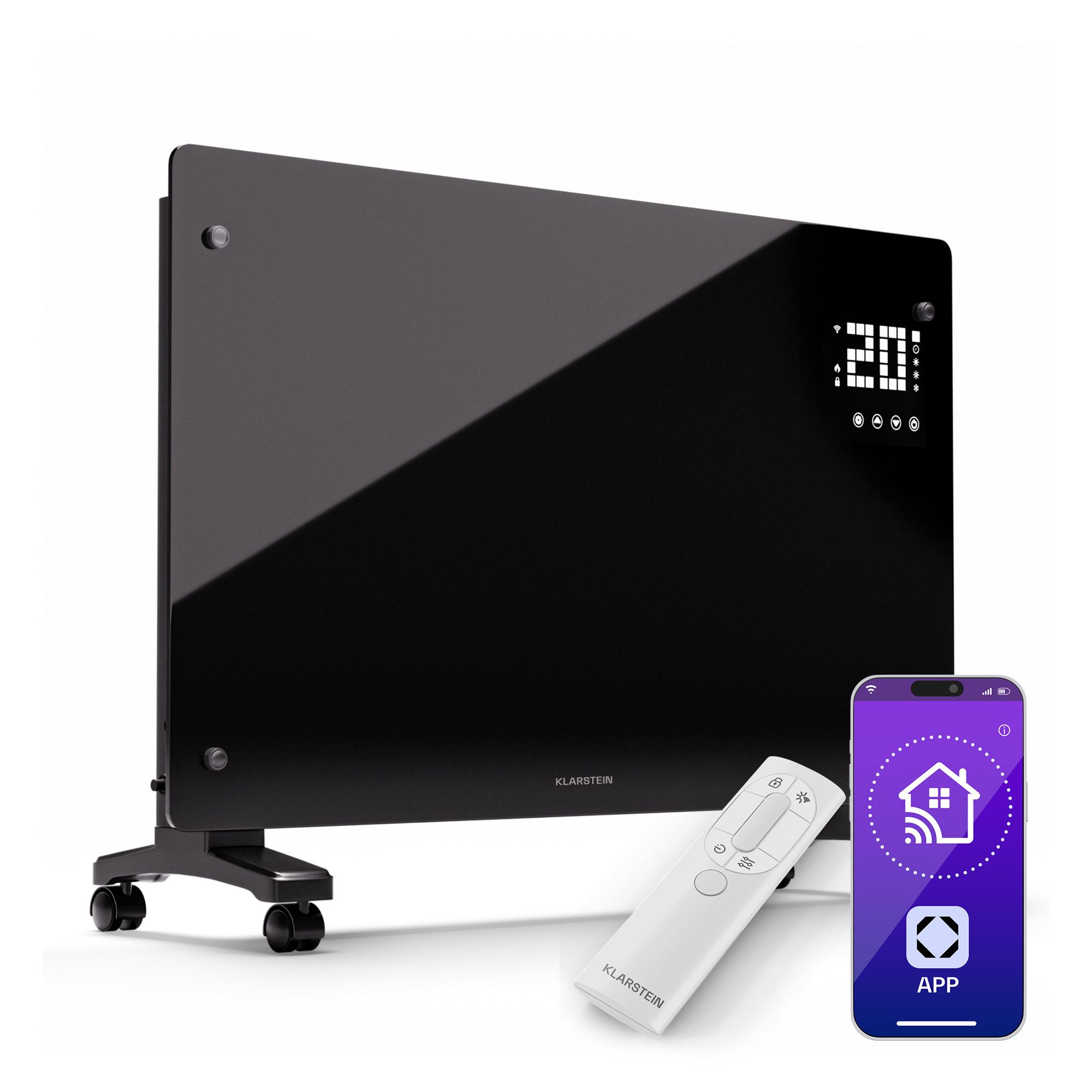 Klarstein Heizstrahler Bornholm Smart 2500, Heizung Elektrische Heizstrahler Badezimmer Küche Wifi LED Weiß – Bild 2 von 5