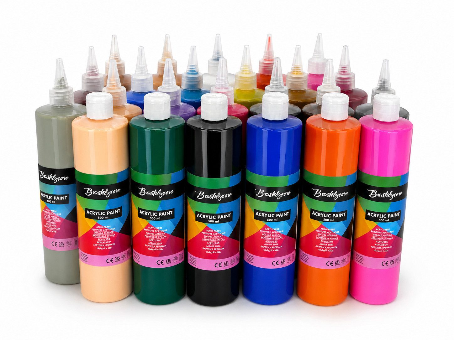 Greenpoint Acrylfarbe Acrylfarben-Set 6/12/24 x500 ml Hoch deckend, matt, für Pouring & mehr, Hochpigmentiert, wasserfest, schnelltrocknend, matt, mischbar – Bild 2 von 4