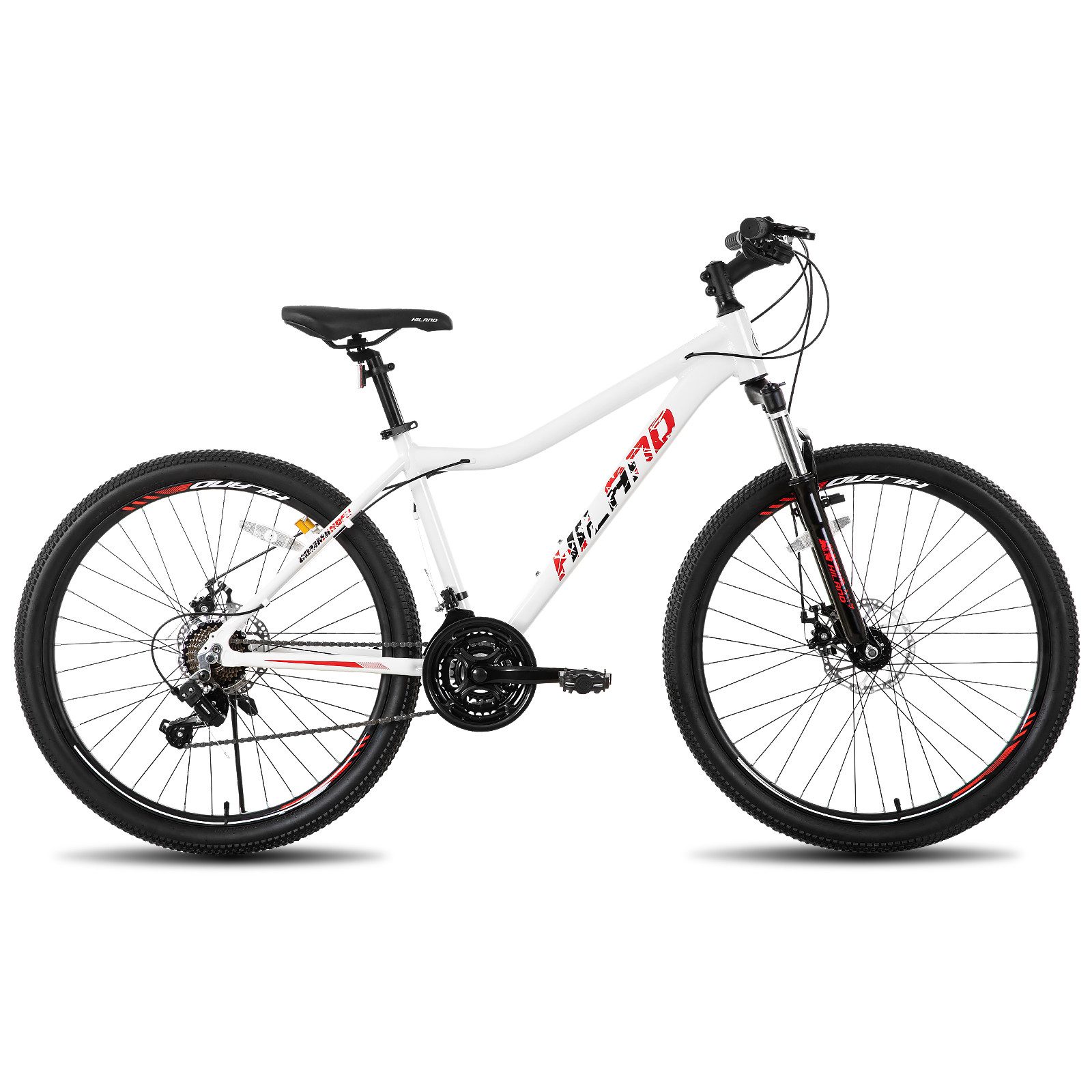 HILAND Mountainbike 26/27,5 Zoll Leichtgewichtiges bike für Frauen Ideal für alle Terrains, 21-Gang mit Lock-Out-Federgabel Dual-Scheibenbremsen, Aluminium-Rahmen