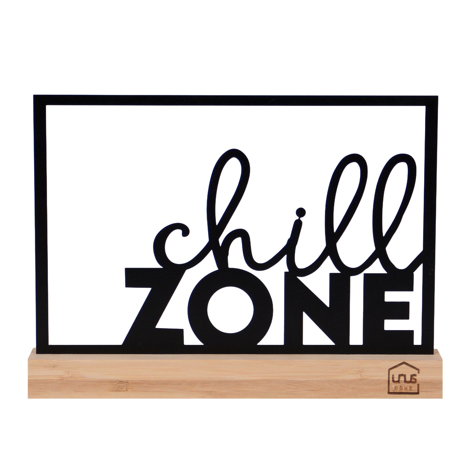 UNUS HOME Dekofigur Deko Aufsteller Chill Zone Metall (Deko-Aufsteller Chill Zone), Metalldeko, Tischdeko, Geschenkidee, Deko fürs Wohnzimmer