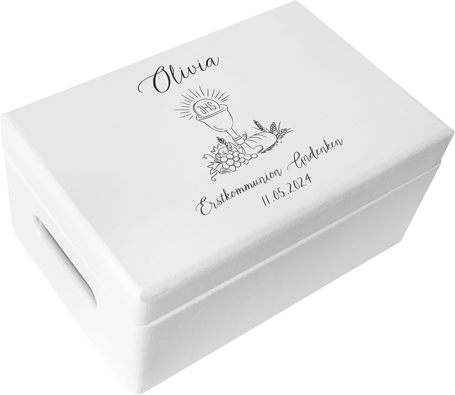 Creative Deco Holzkiste Kommunion Geschenke, Weiß, 30 x 20 x 14 cm