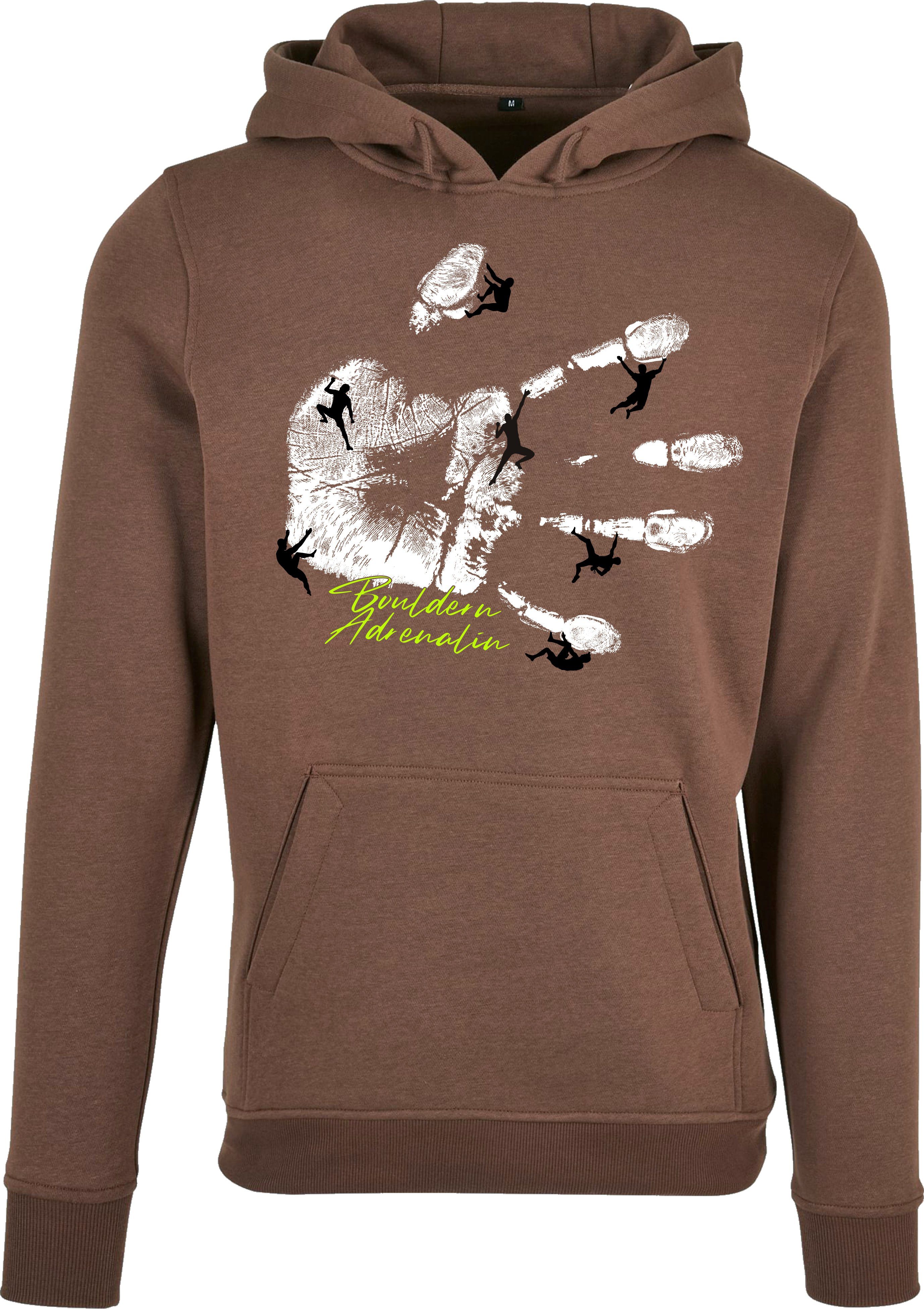 Kapuzenpullover Hoodie: "Bouldern Adrenalin" - Kletter Kleidung Zubehör