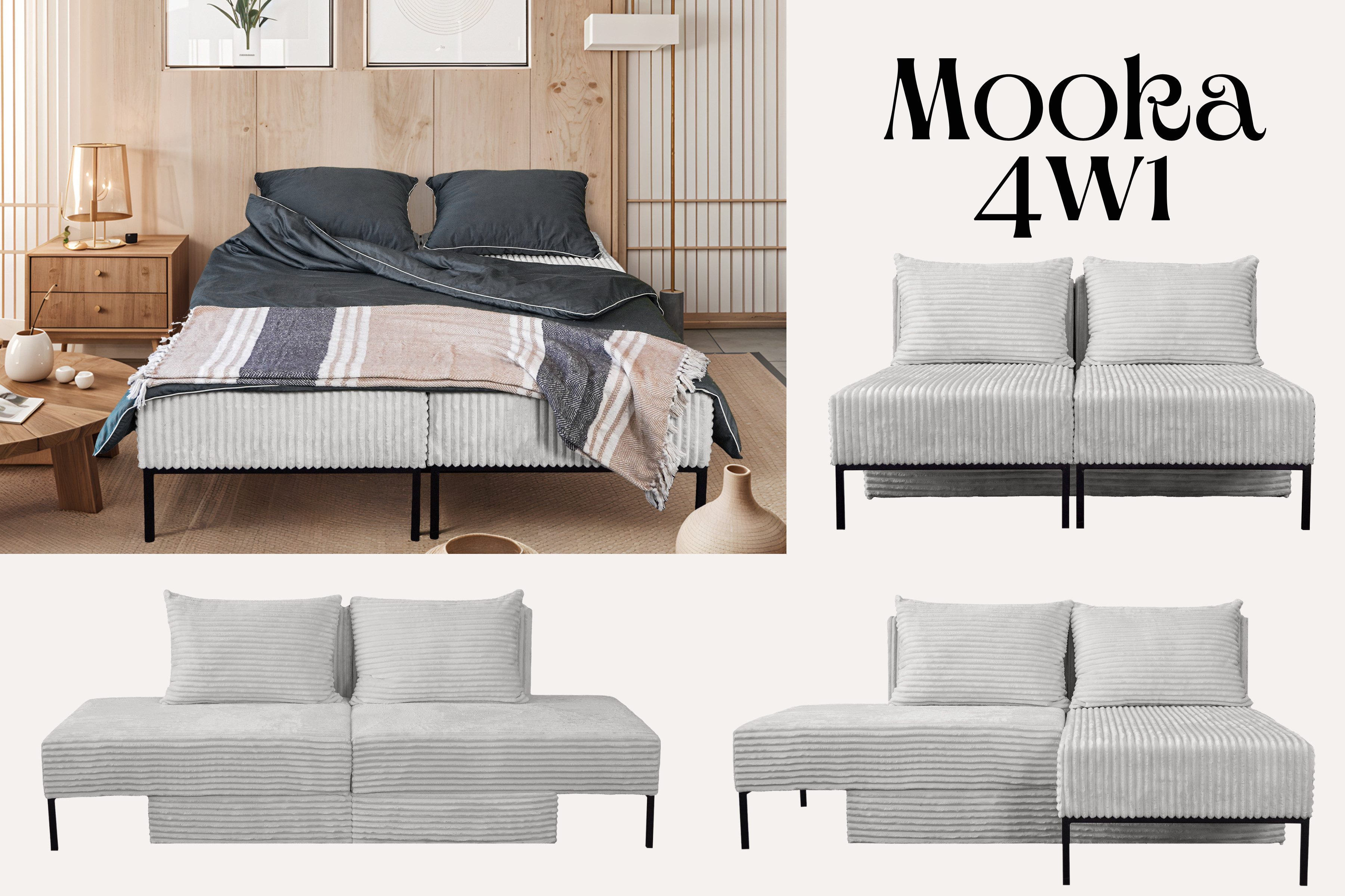 Kaiser Меблі Bett Sofa, Ecksofa, Liegestuhl,MOOKA 4in1-Multifunktions-System