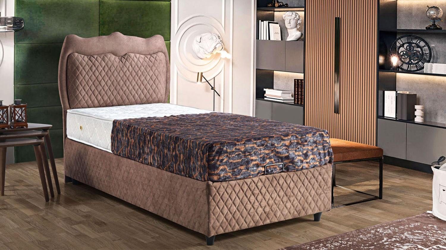 JVmoebel Bett Bett Design Betten Luxus Betten Polster Schlafzimmer Möbel Braun (Bett), Made In Europe
