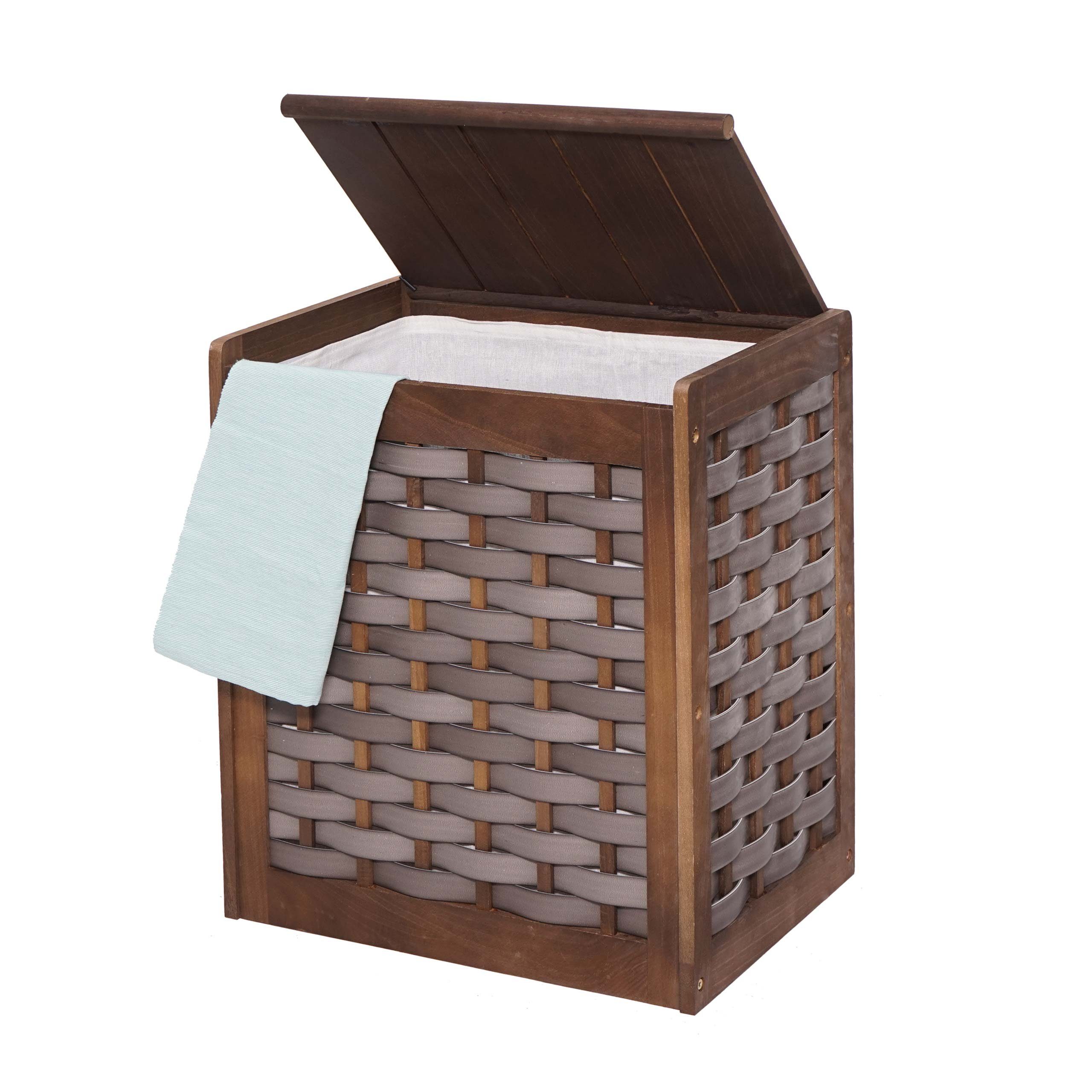 MCW Wäschetruhe MCW-G37-1, Herausnehmbarer Wäschesack, Fest montierter Deckel, Shabby-Look