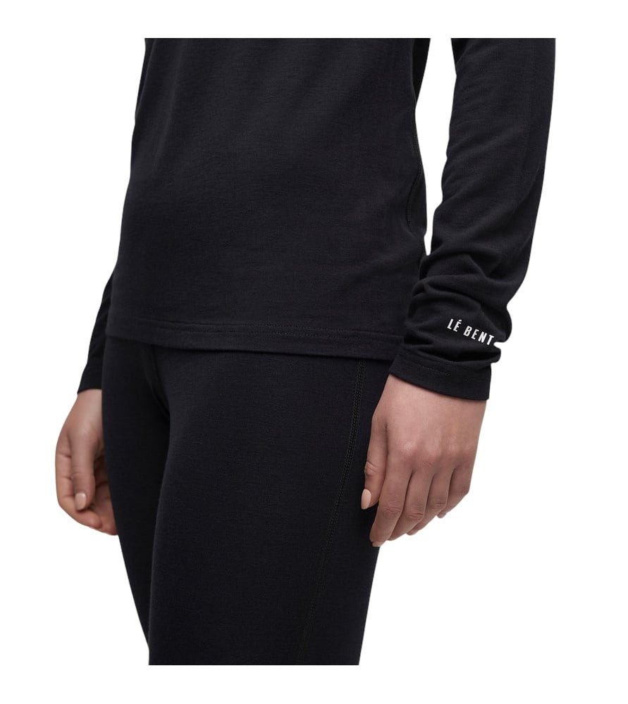LÉ BENT Langarmshirt Unterwäsche Core Lightweight Crew (Viskose und Merinowolle) schwarz