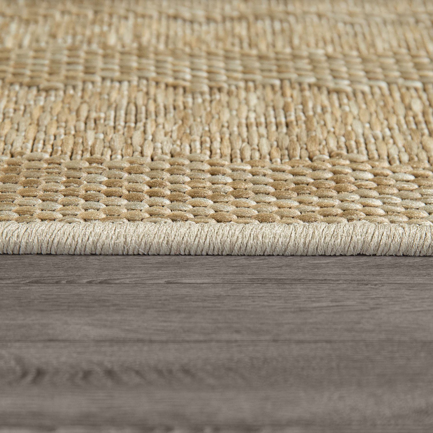 Teppich Liege 390, Paco Optik, Höhe: Bordüre, Sisal beige Home, mit mm, 4 rechteckig, melierte Flachgewebe, Outdoor geeignet