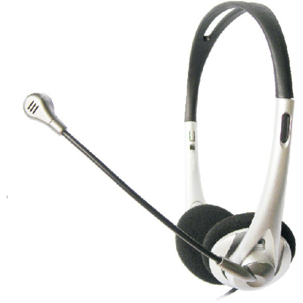 Renkforce Renkforce On Ear Headset kabelgebunden Stereo Schwarz, Silber Lauts Kopfhörer