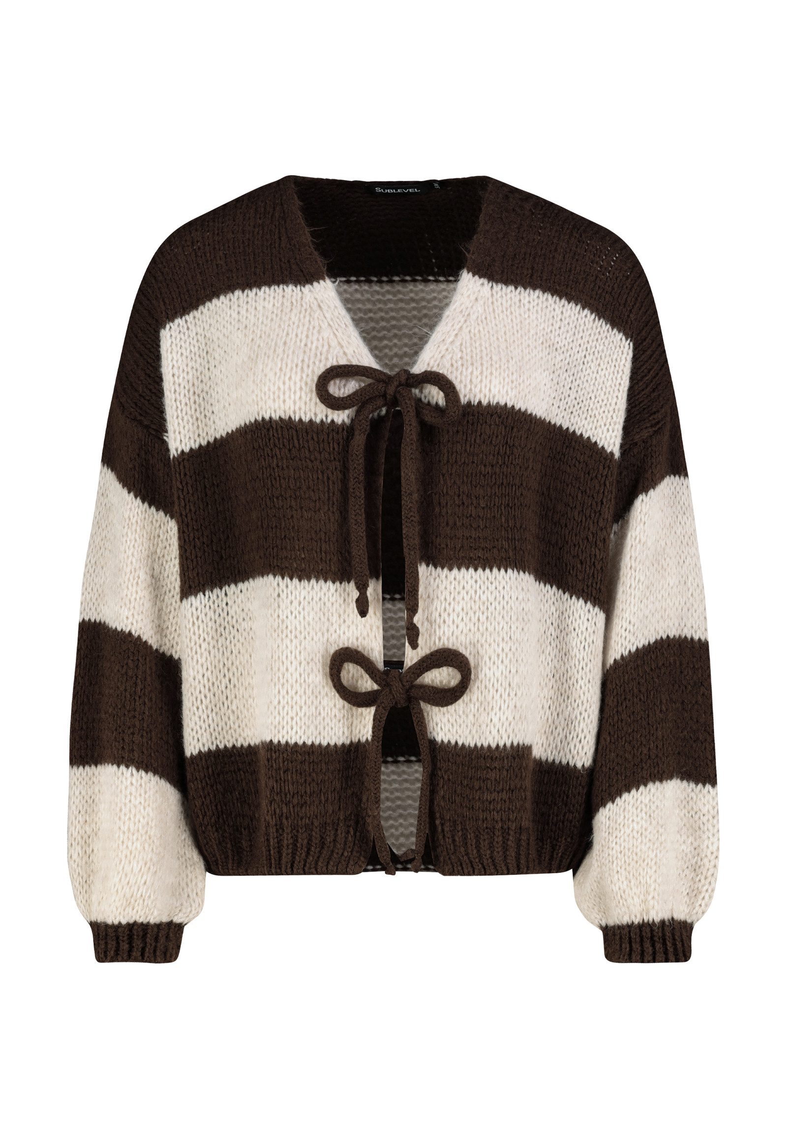 SUBLEVEL Strickjacke Cardigan mit Schleifen Cardigan, überschnittene Schult günstig online kaufen
