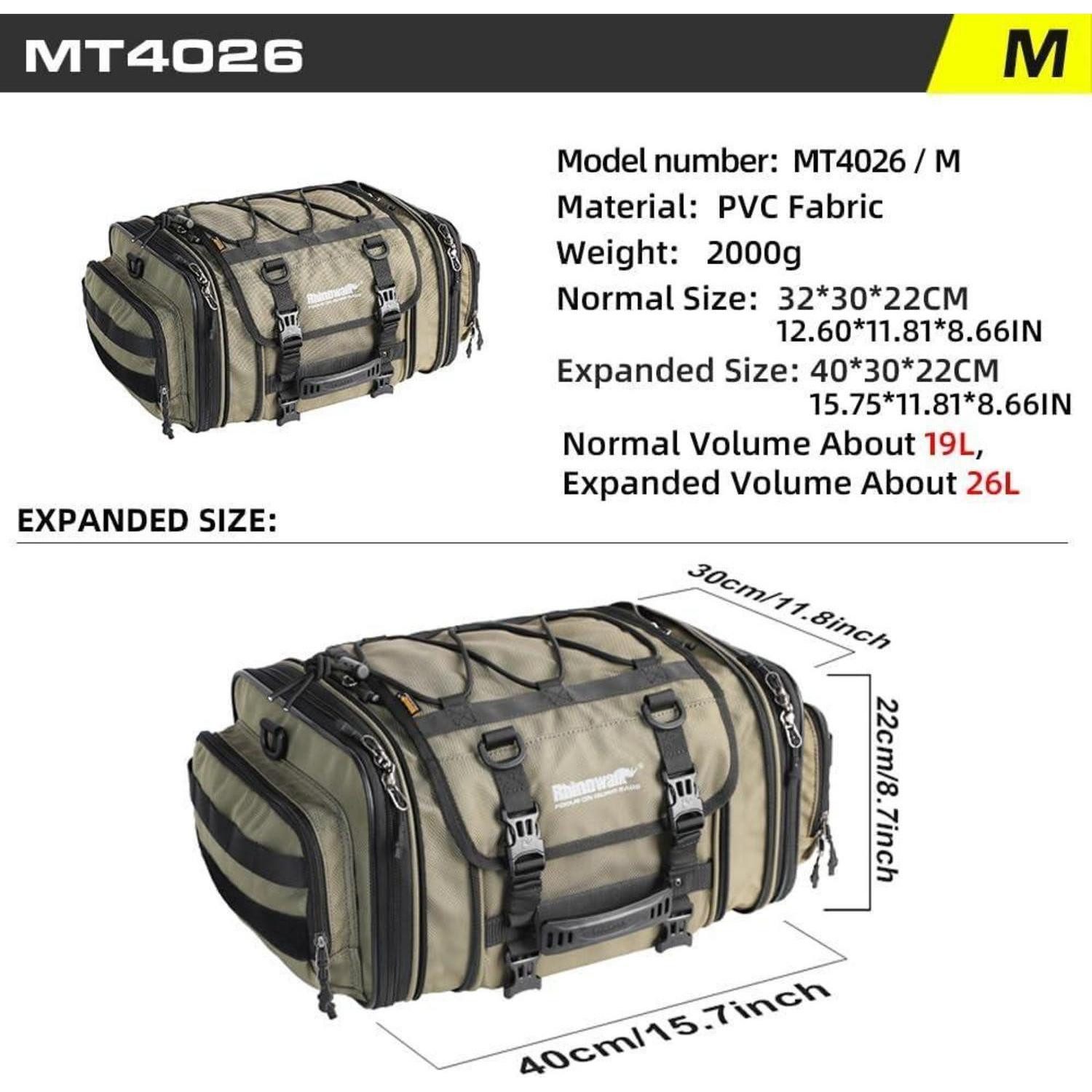 LuxusKollektion Roller-Gepäckträger Motorrad Sitztasche 19-26L Wasserdicht Rücksitztasche Gepäcktasche