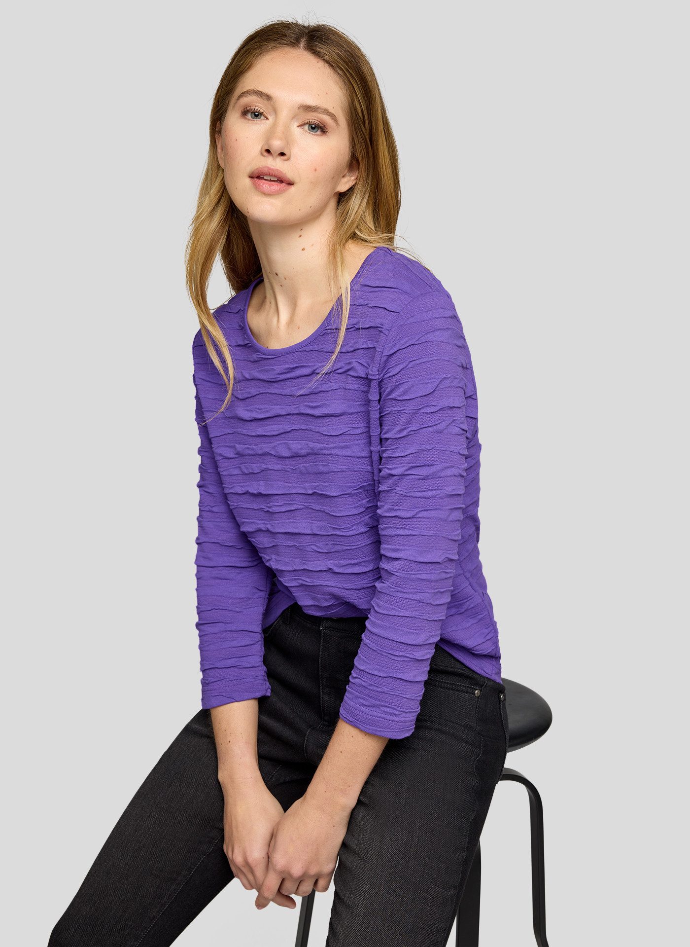 Rabe 3/4-Arm-Shirt mit Struktur Muster