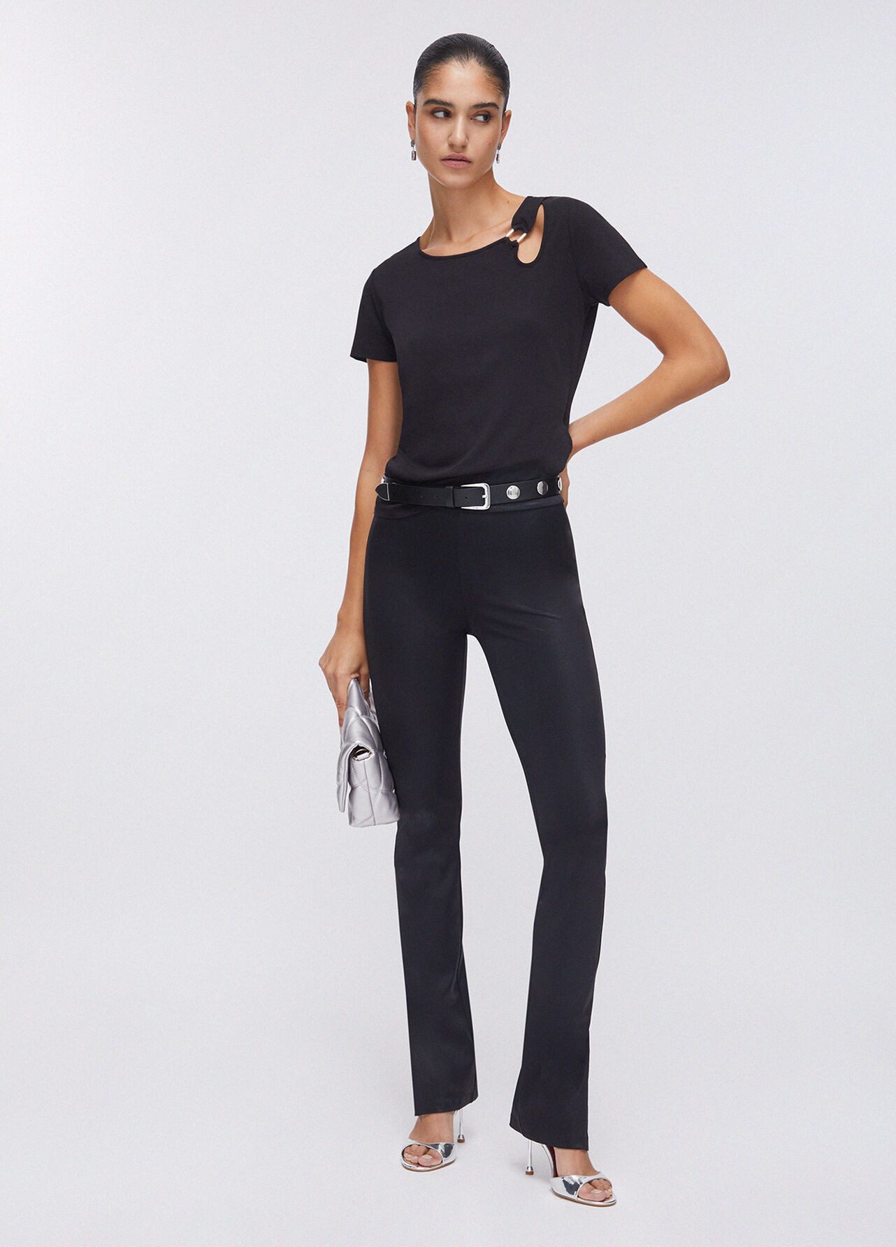 Liu Jo Kurzarmshirt T-Shirt mit Cut-out - Shirt Damen - T-Shirt - schwarzes günstig online kaufen