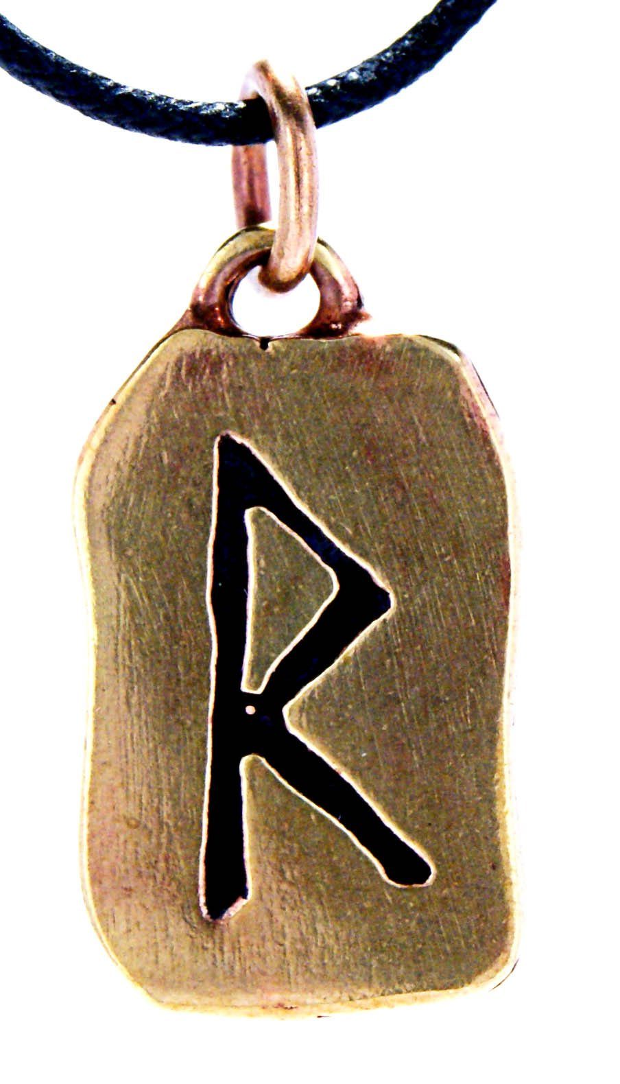 Raido Bronze Rad R Leather Rune Rune / Anhänger of Kiss Buchstabe Runen Kettenanhänger Wagenrad
