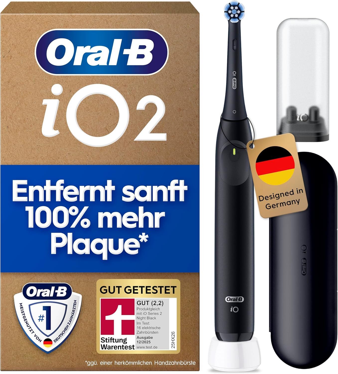 Oral-B Elektrische Zahnbürste Oral-B iO Series 2 Elektrische Zahnbürste 1 Aufsteckbürste Schwarz