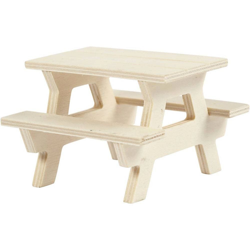 Creotime Dekofigur Picknick-Tisch mit Bank, H: 5,5 cm, L: 8 cm, 1 Stk