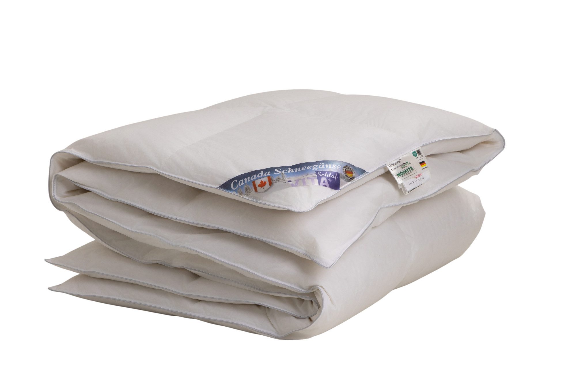 Vitaschlaf Gänsedaunenbettdecke Vitaschlaf® CANADA SCHNEEGÄNSE Bettdecken für Sommer Winter Ganzjahr, Füllung: 100% Gänsedaunen, Bezug: 100% Baumwolle feinster Maco Batist, Bettdecke 135x200 cm, 155x220 cm und weitere Größen, Made in Germany