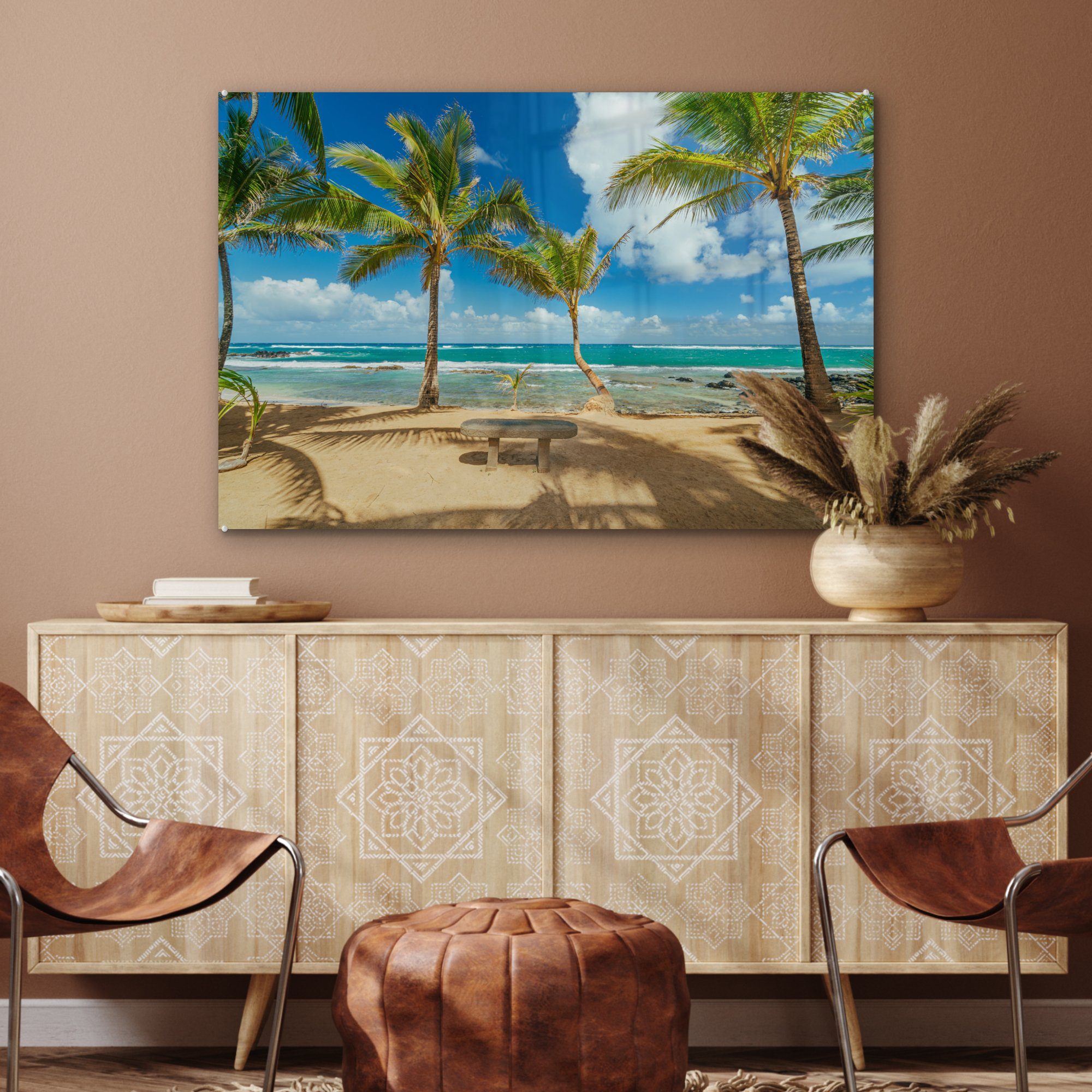 & Kuau Schlafzimmer (1 MuchoWow am Beach Maui, Acrylglasbild Palmen Acrylglasbilder Cove St), Wohnzimmer in