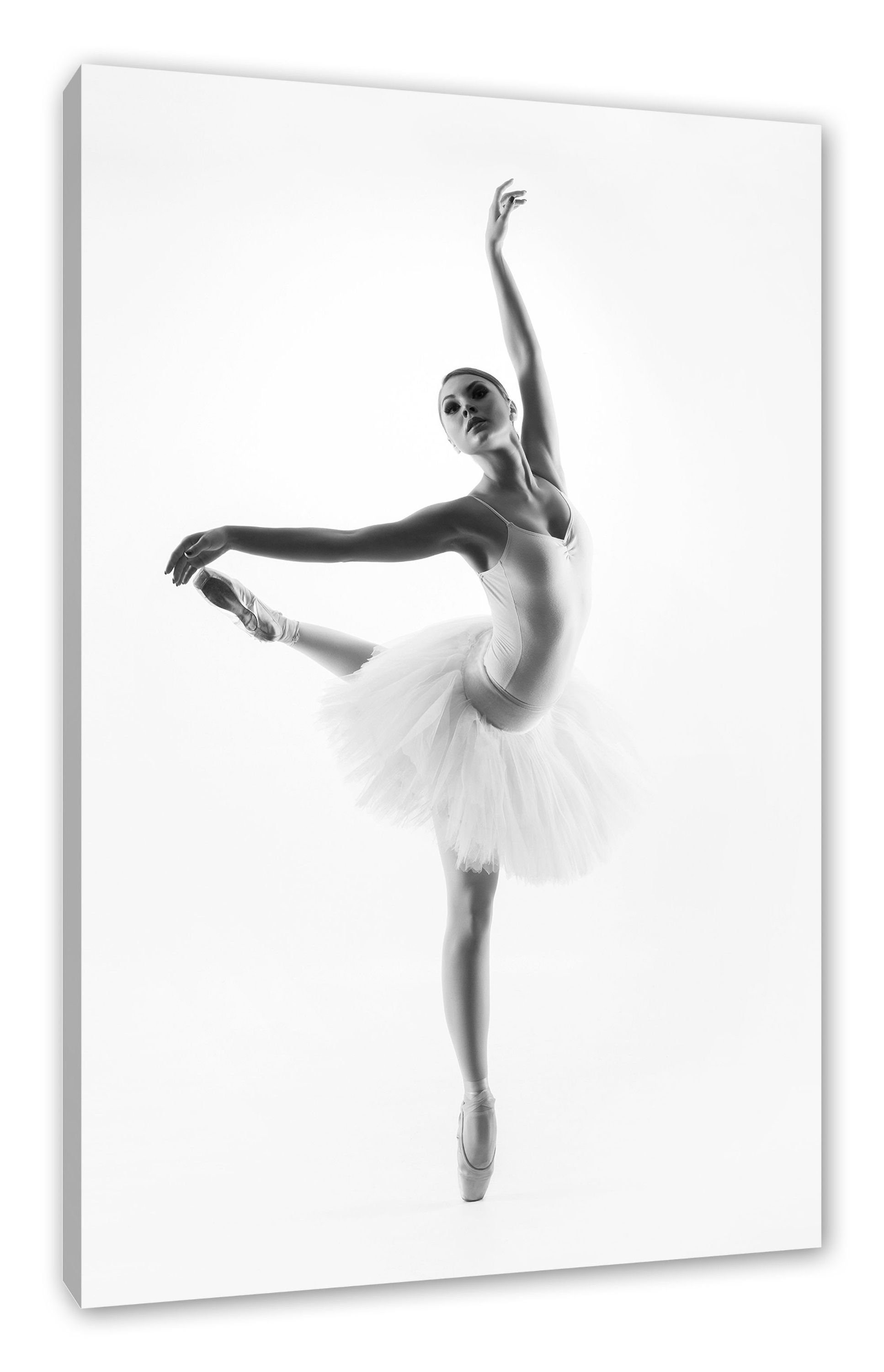 Pixxprint Leinwandbild Ästhetische Ballerina, St), inkl. Zackenaufhänger Leinwandbild Ästhetische fertig bespannt, (1 Ballerina