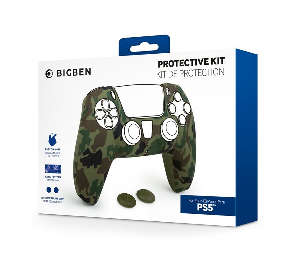 BigBen 5 Controller Silicon Glove camo green inkl. 2 Thumb Grips BB006445 Zubehör  PlayStation 4