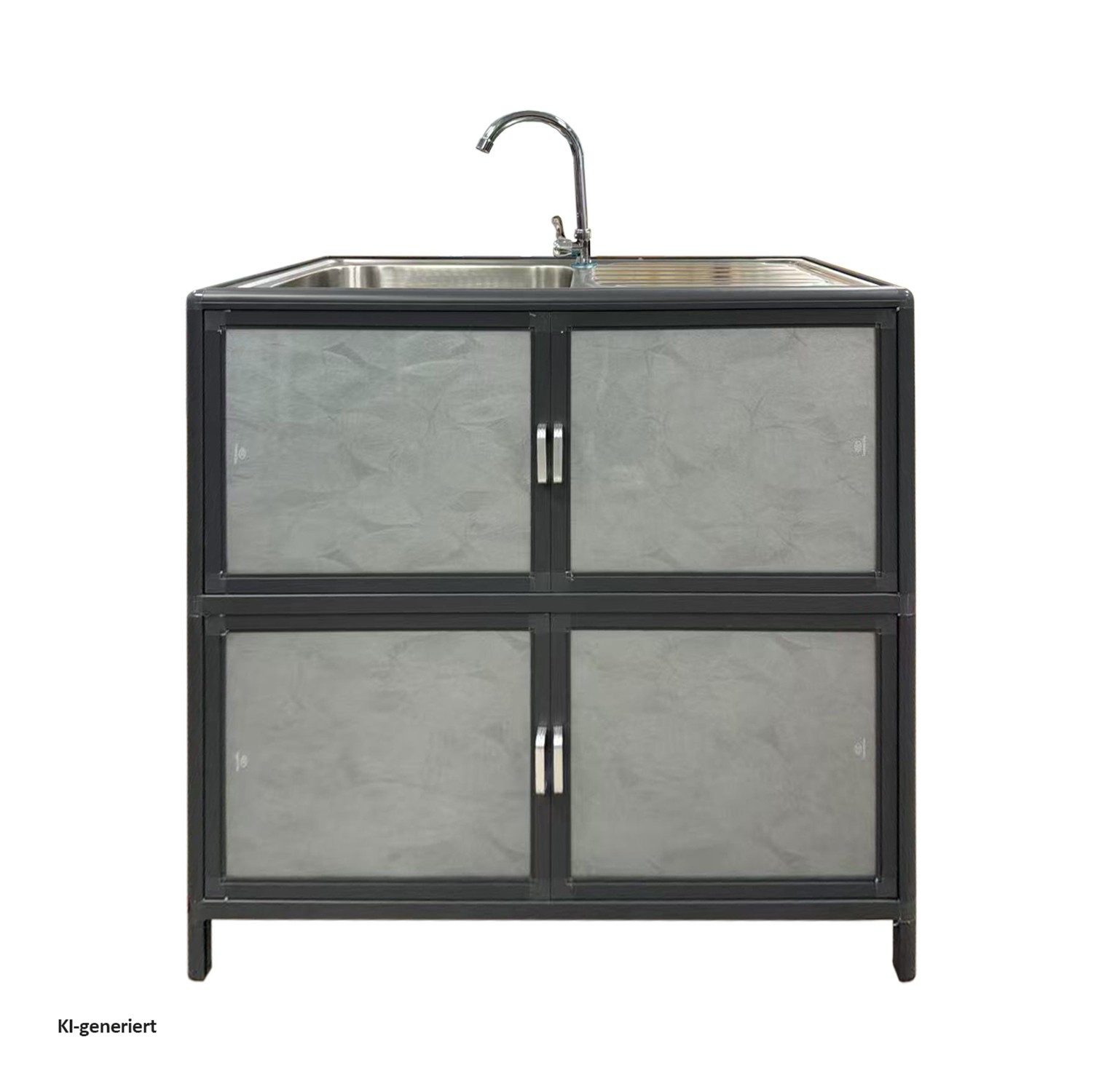HTI-Living Outdoor-Küchenmodul Outdoorspüle L Gerti Grau (Stück, 1-St., 1 Outdoorspüle) Gartenspüle Campingspüle Messespüle