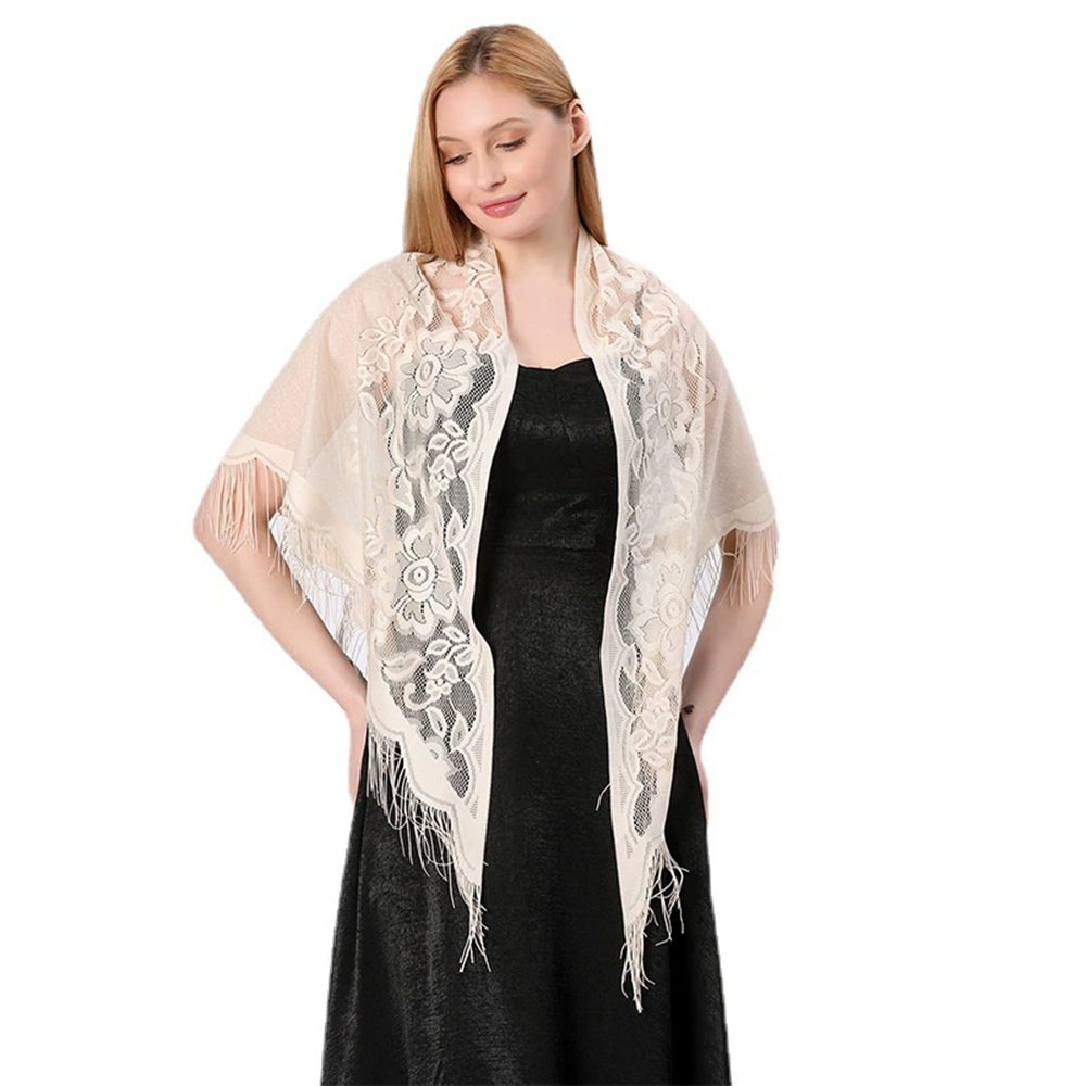 Zaewry Modeschal Stola für Abendkleid,Damen Spitzen-Stola,Dünner Schal Damen, Durchbrochene Sommer Schal Damen,für Hochzeiten, Abendpartys