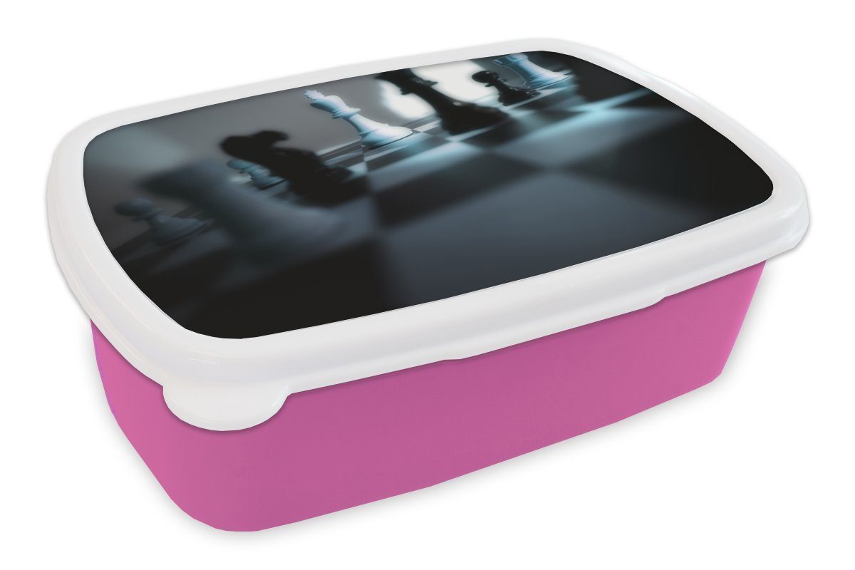 Brotbox Kunststoff mit Lunchbox Brotdose Kinder, Figuren, rosa Erwachsene, Snackbox, Ein MuchoWow für Kunststoff, Mädchen, (2-tlg), vielen Schachbrett