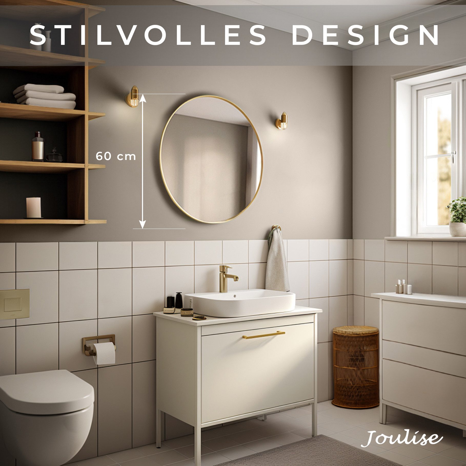 JOULISE Wandspiegel Spiegel rund, Badezimmerspiegel 50/60/70 cm, Aluminiumr günstig online kaufen