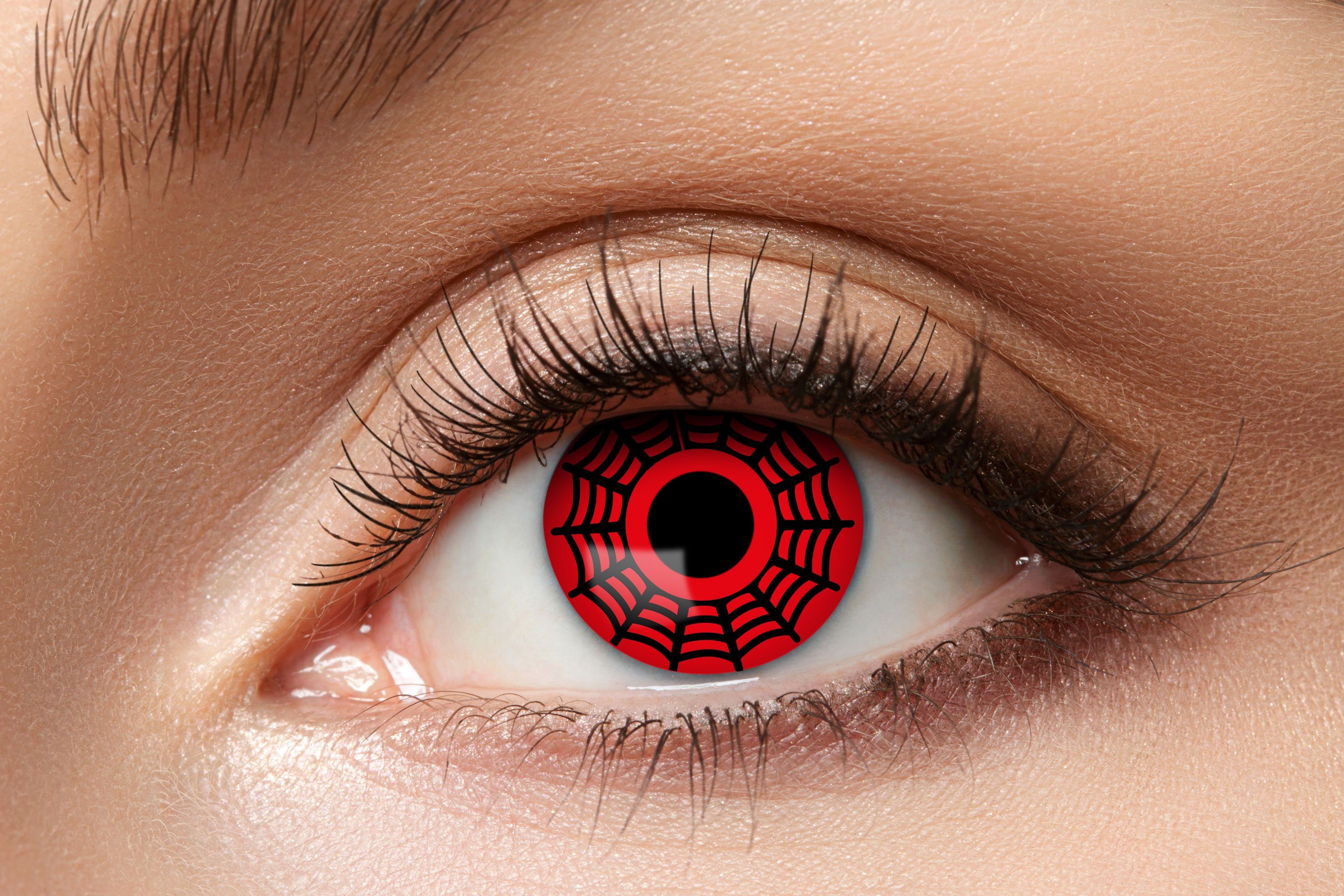 Eyecatcher Farblinsen Red Spider Kontaktlinsen. Rote Motivlinsen.