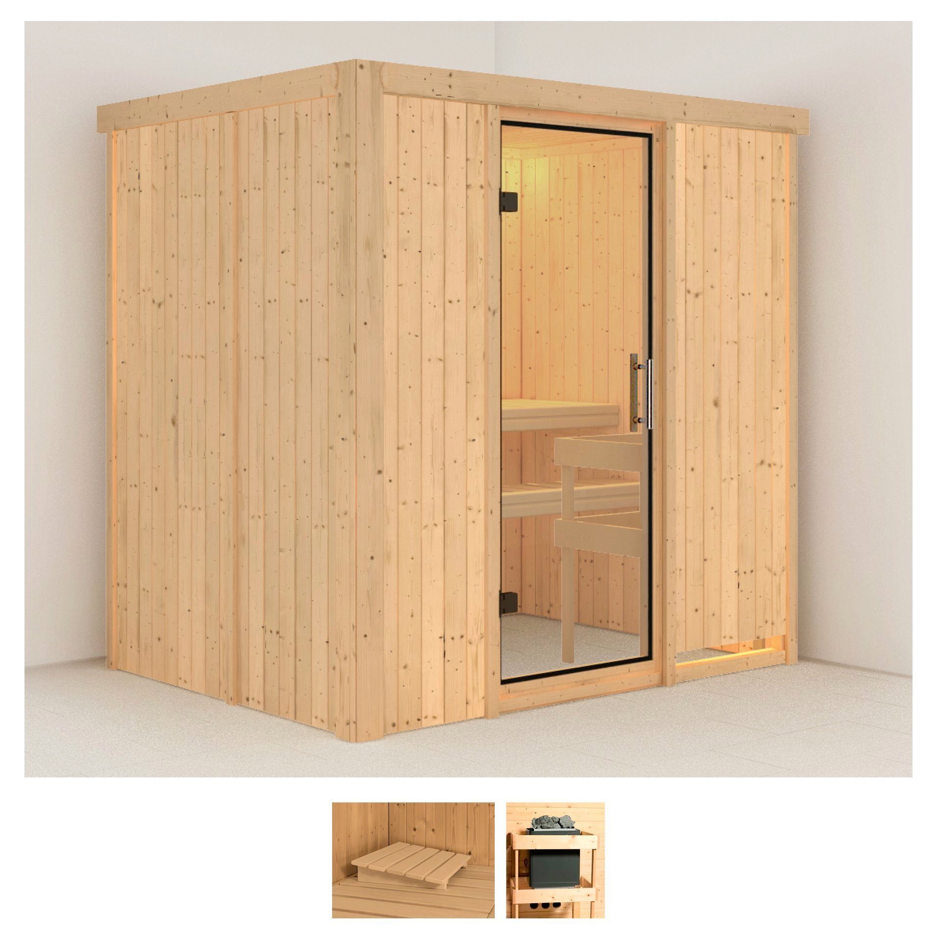 Karibu Sauna Bedine, BxTxH: 196 x 151 x 198 cm, 68 mm, (Set) ohne Ofen