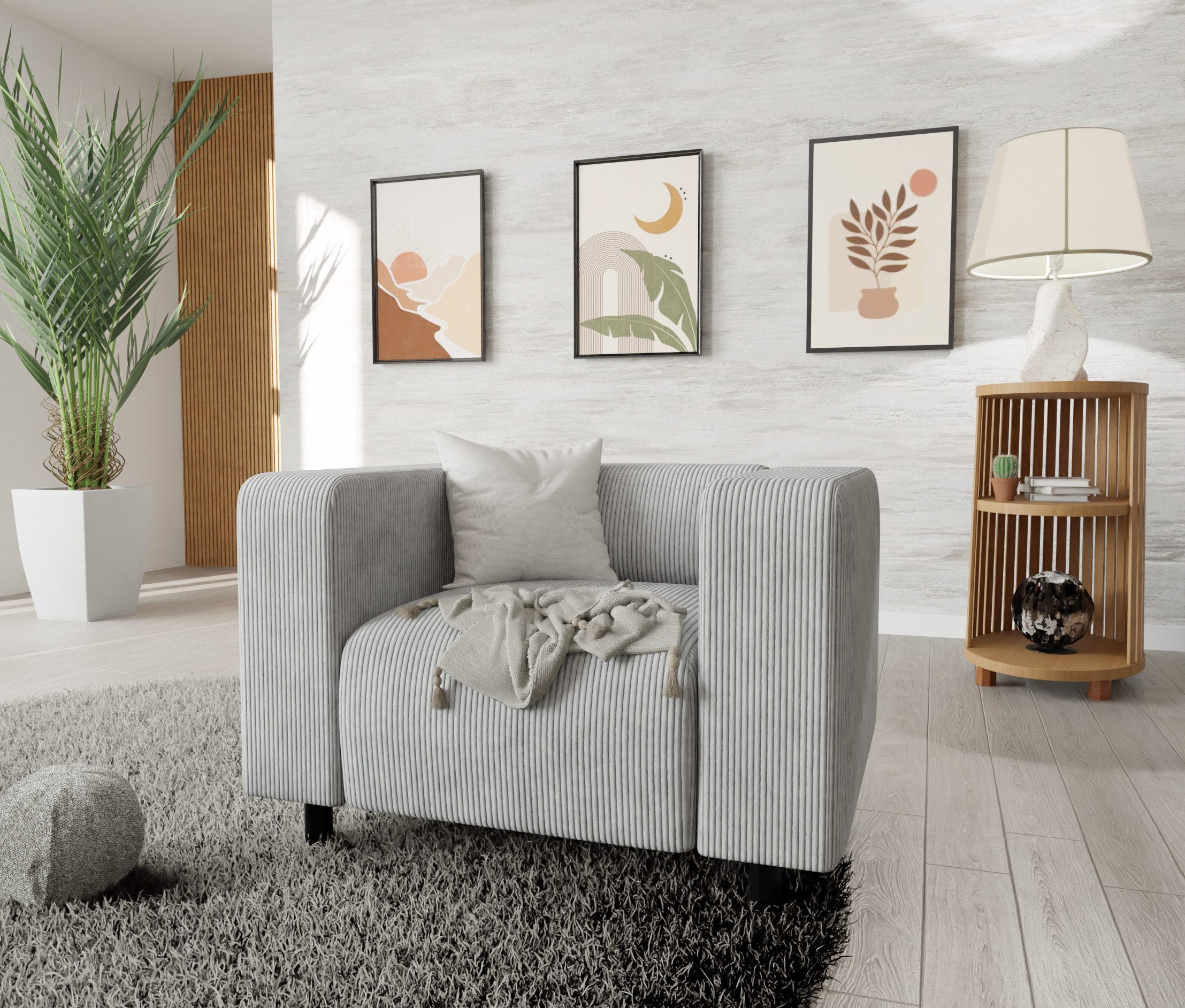 S-Style Möbel Sessel Gustav aus Cord-Stoff mit bequemem Sitz (Sessel x 1), günstig online kaufen