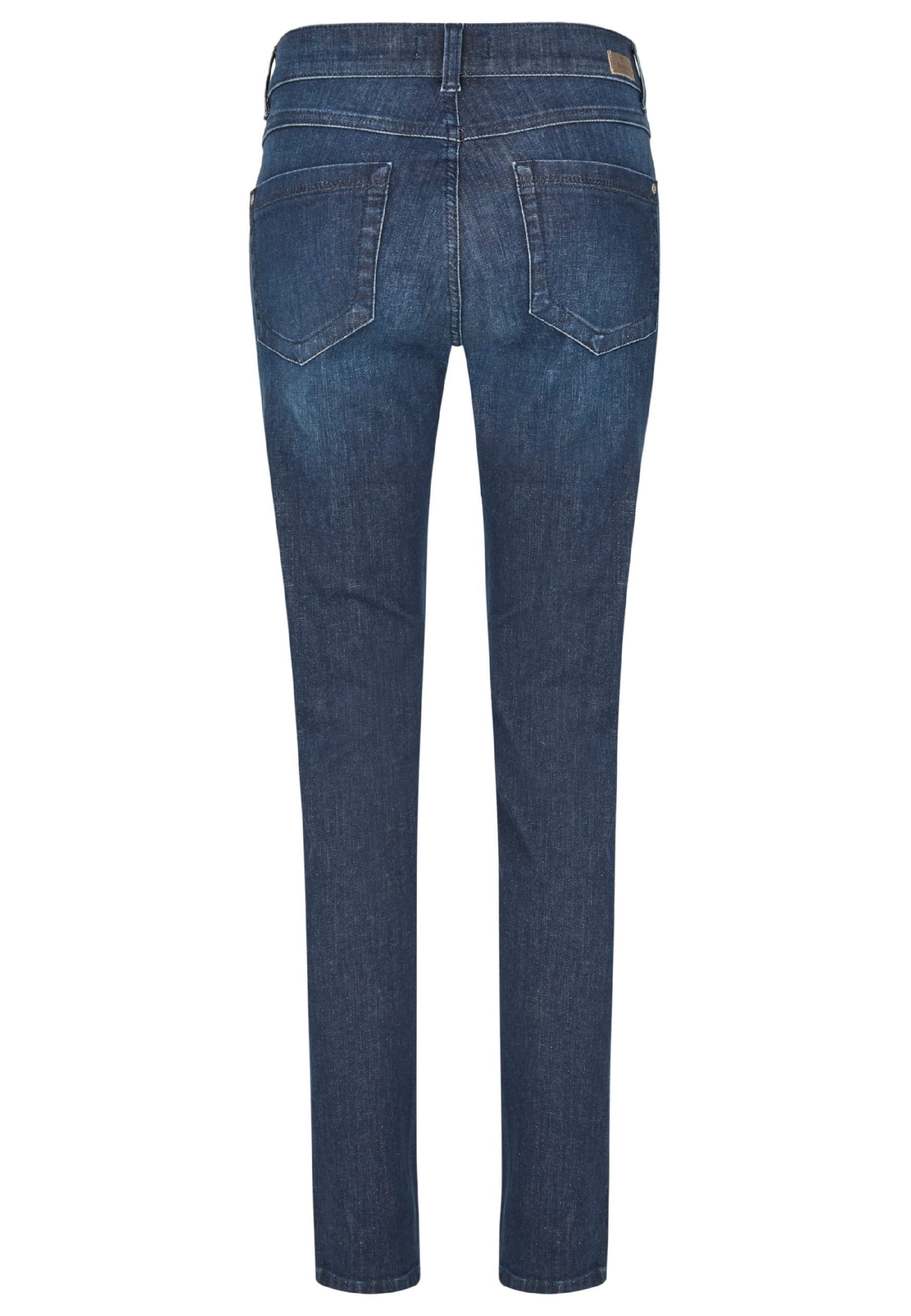 ANGELS Slim-fit-Jeans Jeans indigo Label-Applikationen Malu Zierreißverschlüssen mit Zip mit