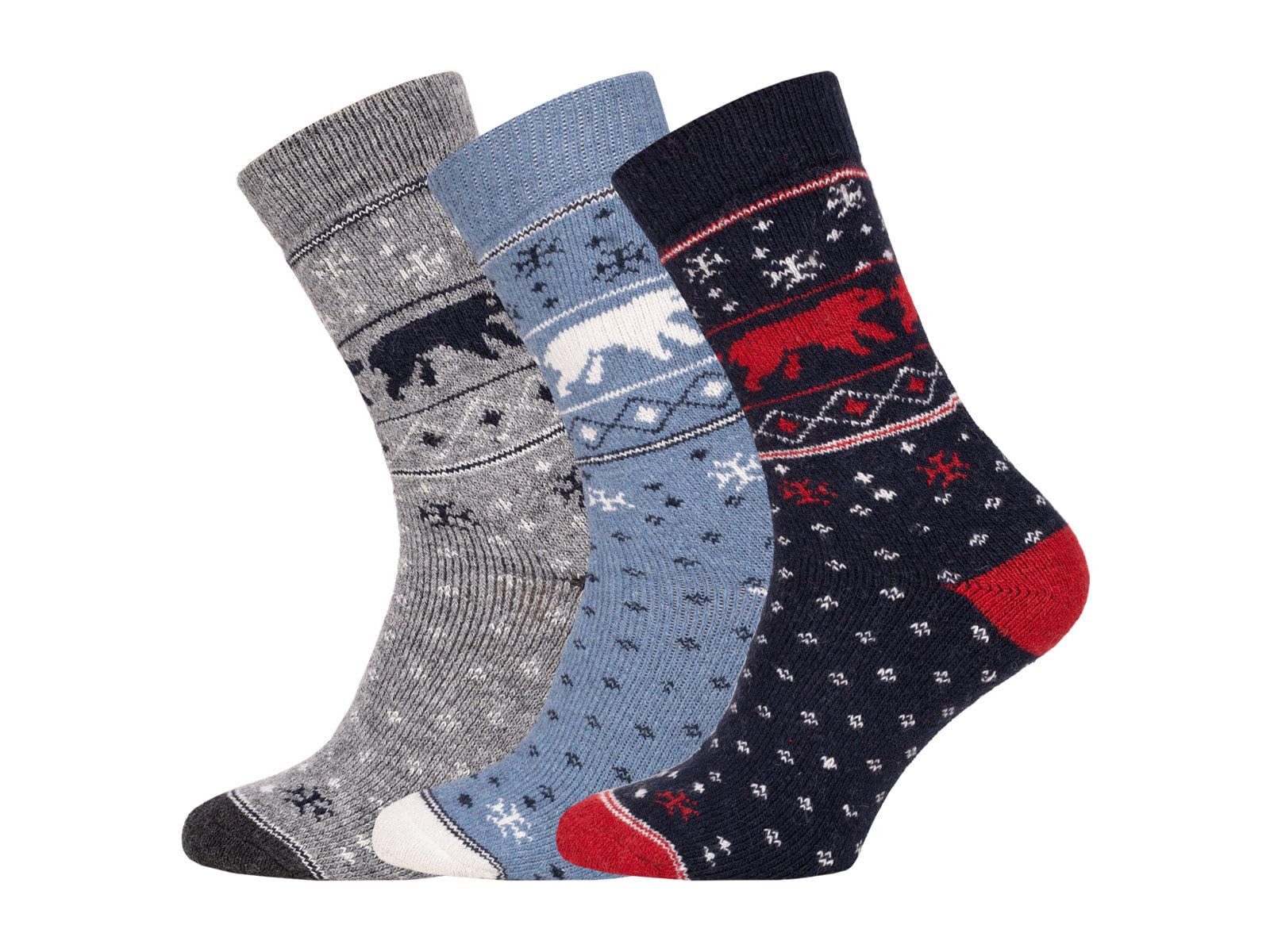 HomeOfSocks Kuschelsocken 45% Wollsocken Buntes Bären Design Dicke Socken Warm 45% Wollanteil Buntes Design