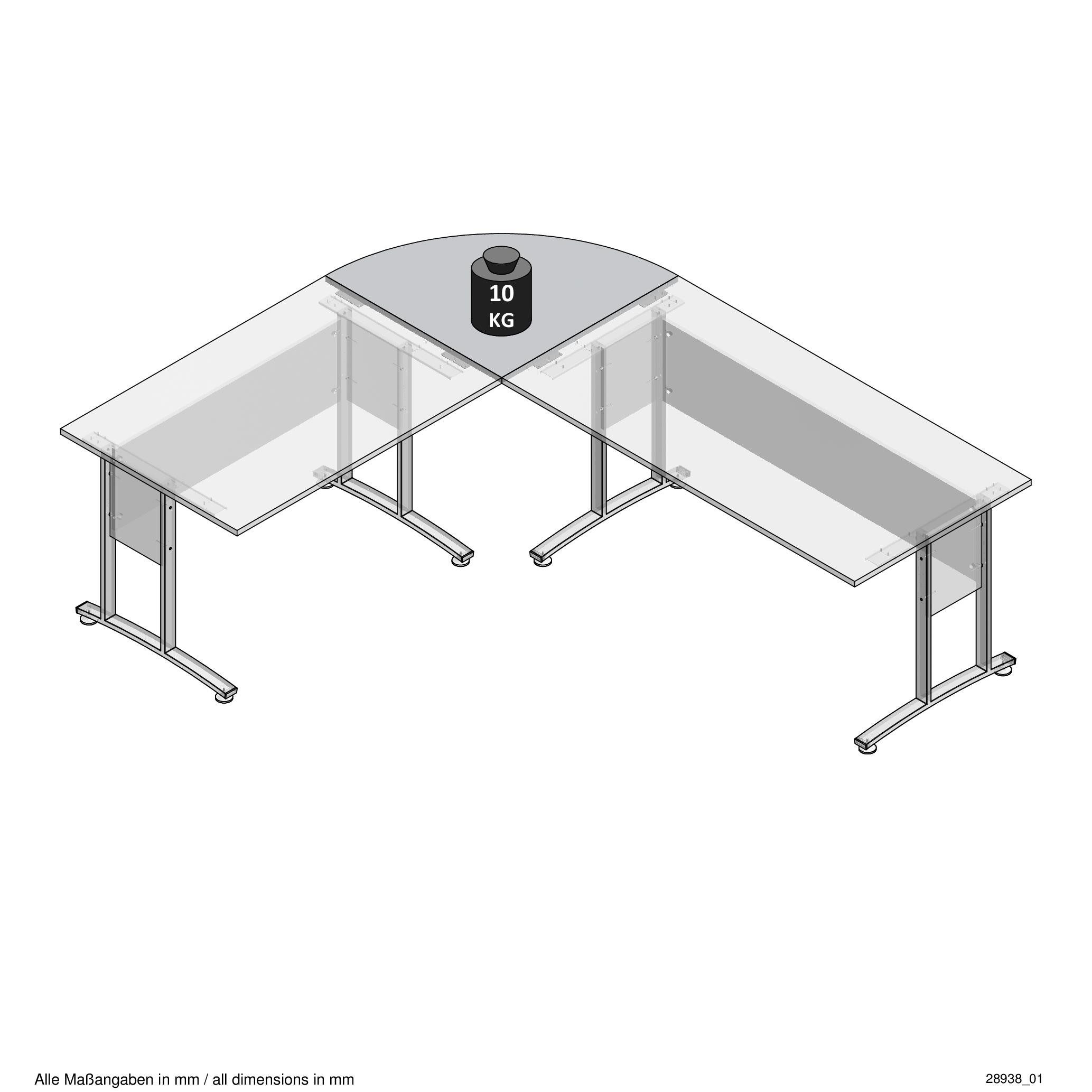 PREISBRECHER Schreibtischplatte CALVIA 3, in Brillantweiß - 80x2,2x80cm (BxHxT)