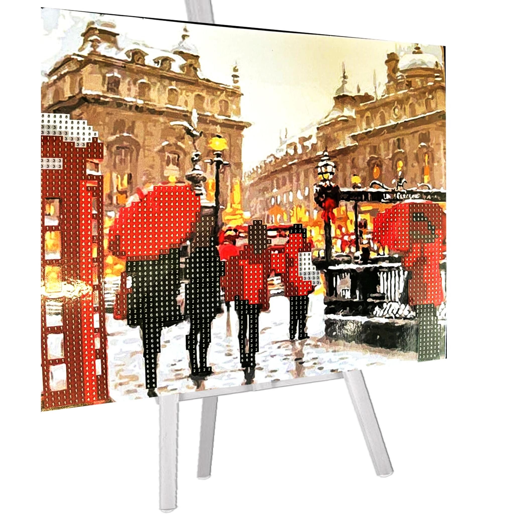 Malen nach Zahlen 5d Diamond Painting London + Staffelei Malen nach Zahlen 21x25cm